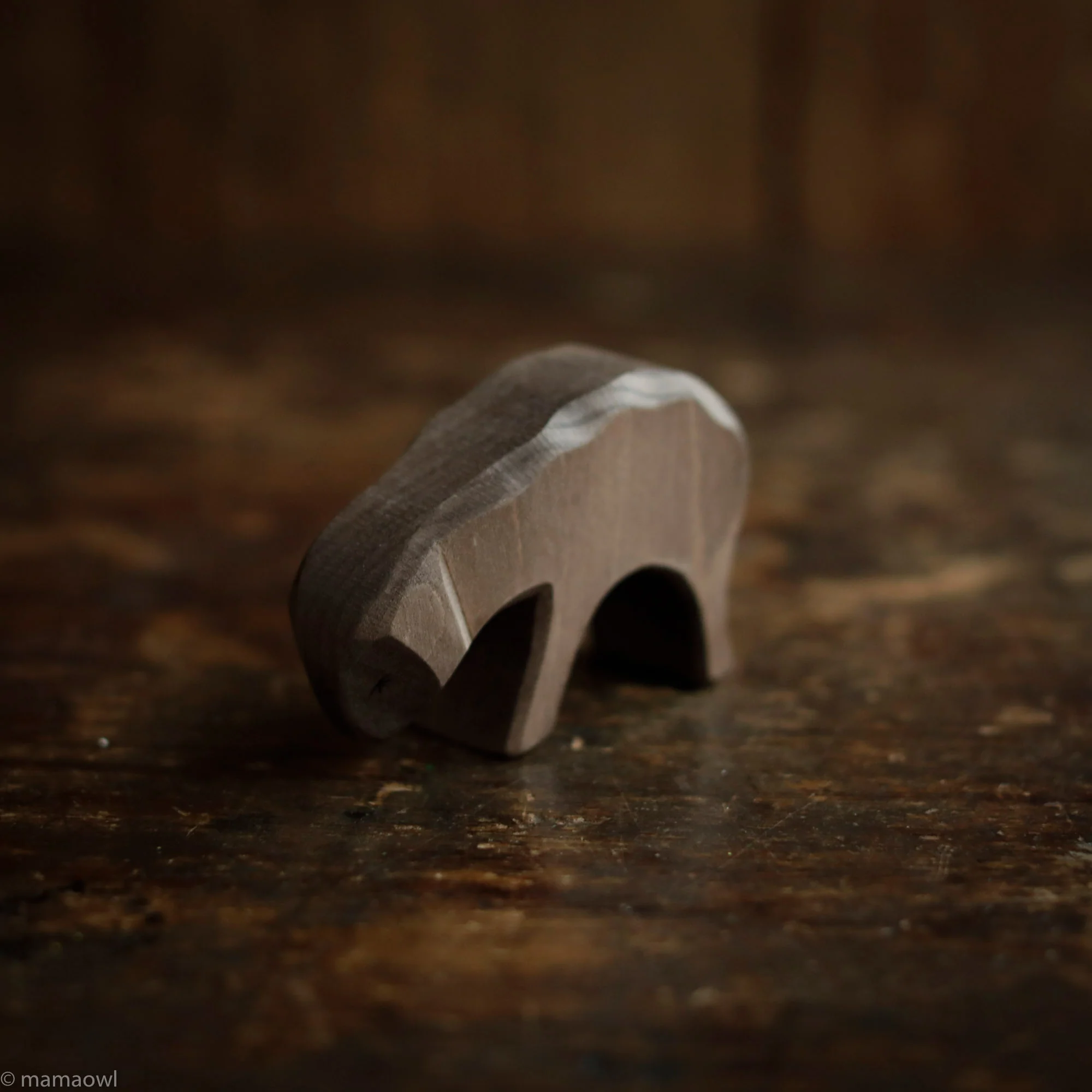 Handcrafted Wooden Brown Sheep Eating