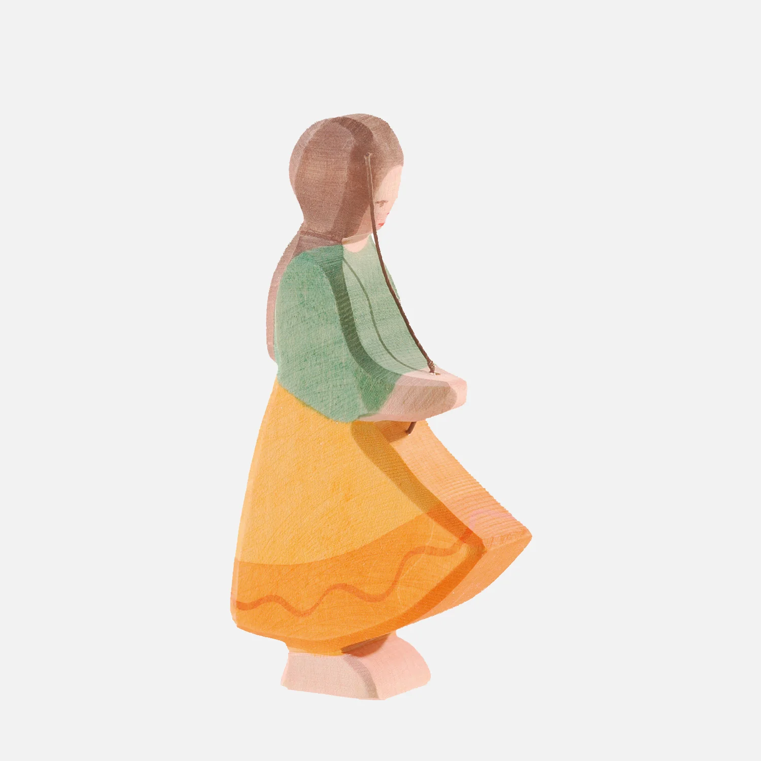 Handcrafted Wooden Goose Girl - Image 3