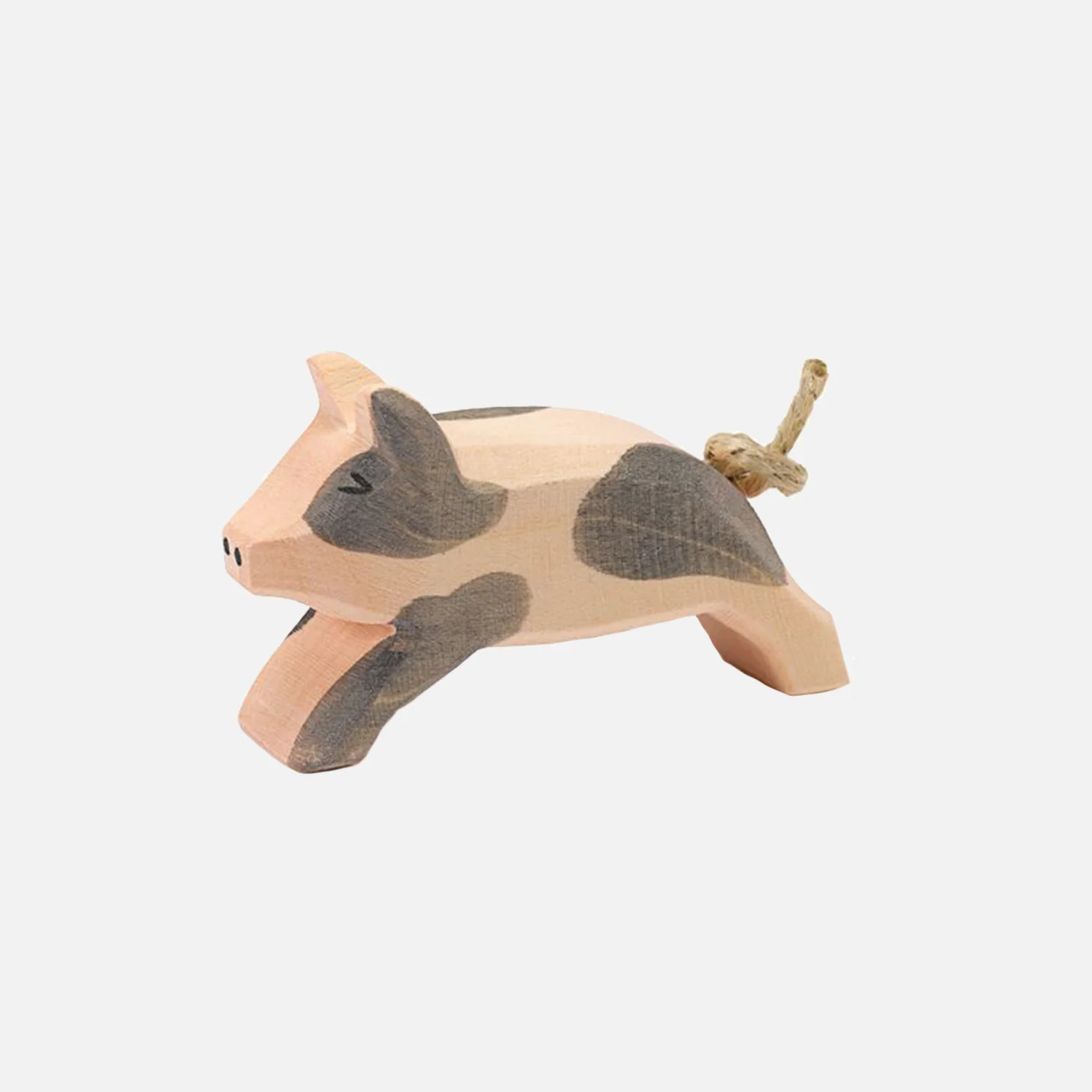 Handcrafted Wooden Running Spotted Piglet - Image 3