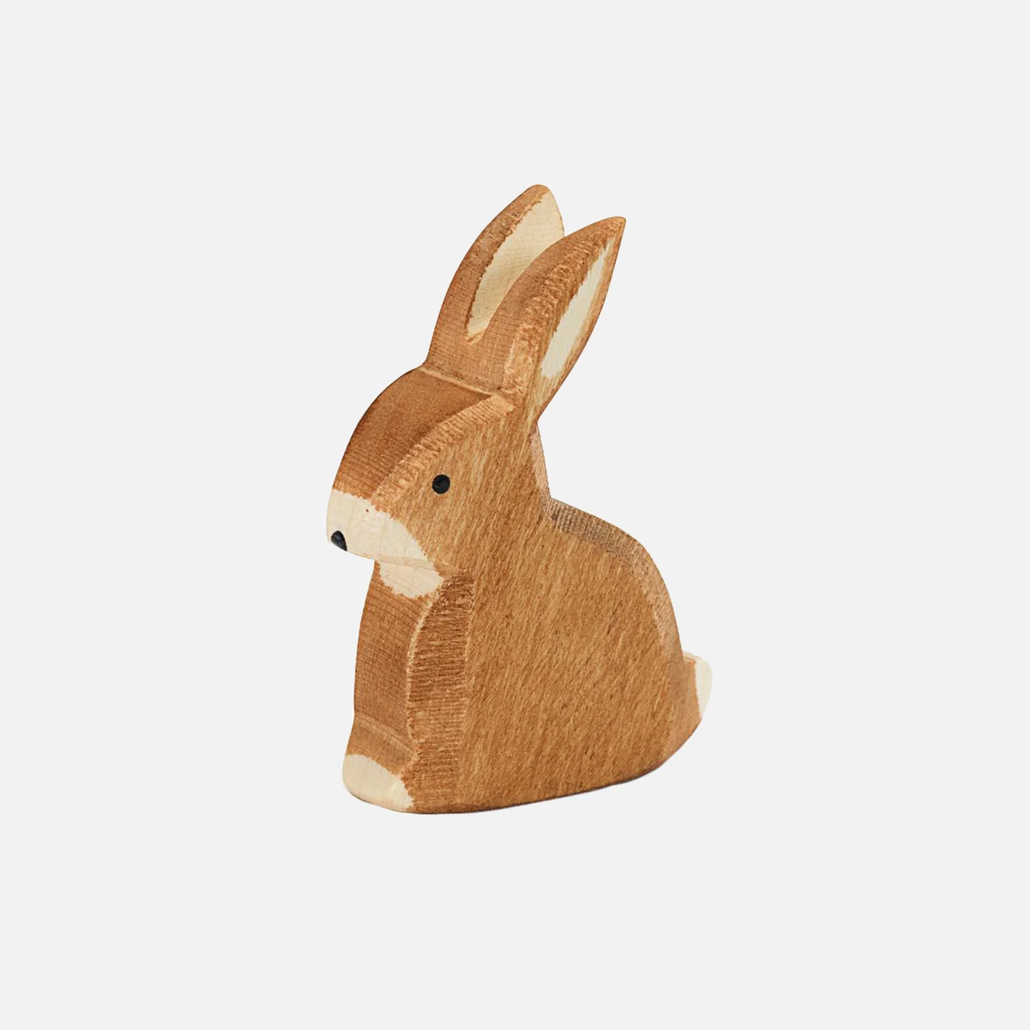 Handcrafted Wooden Sitting Brown Rabbit - Image 5