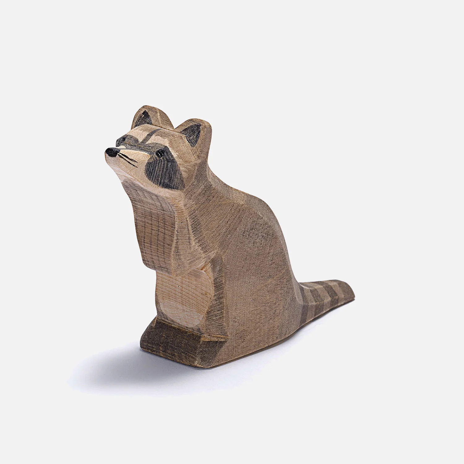 Handcrafted Wooden Sitting Raccoon - Image 5