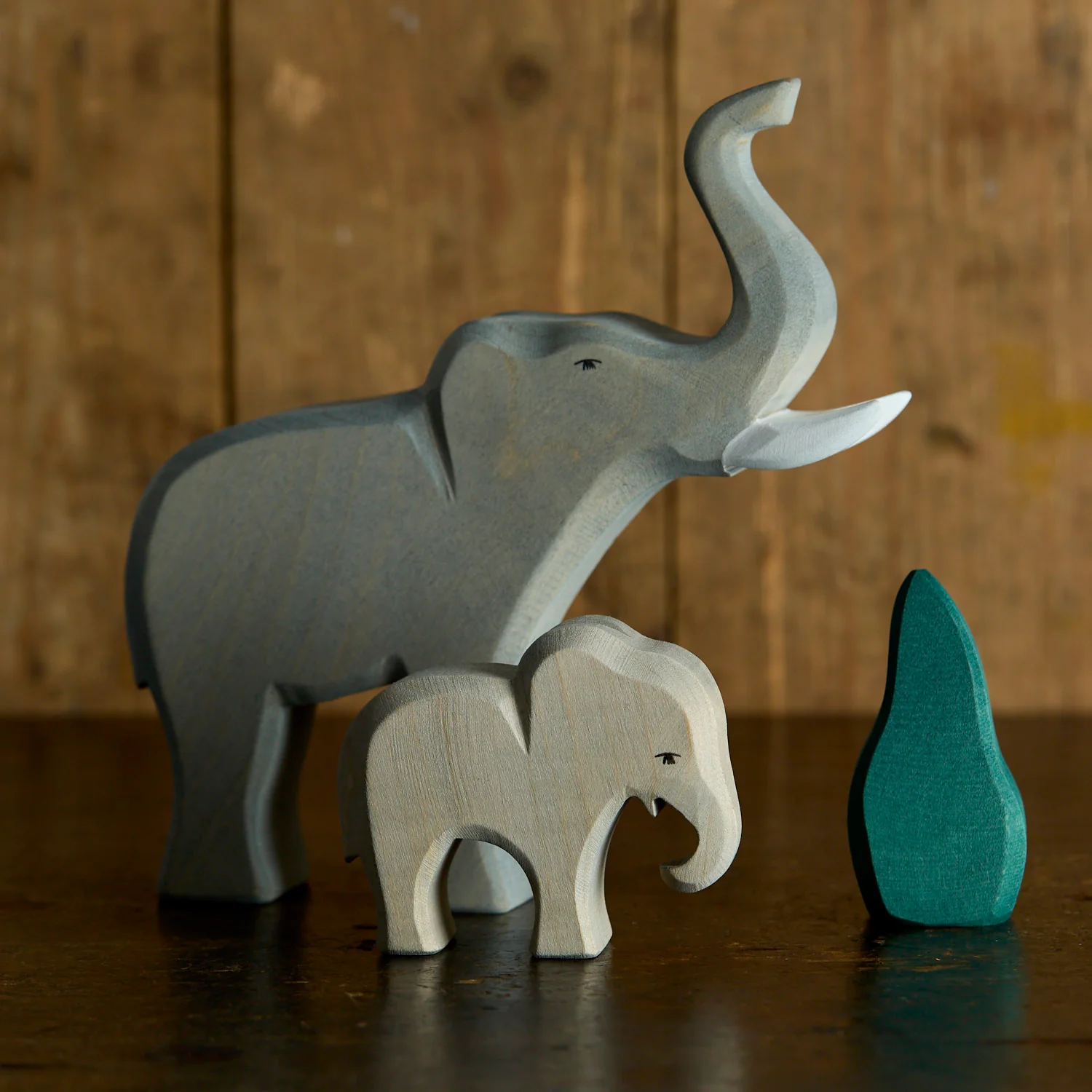 Handcrafted Wooden Small Eating Baby Elephant - Image 2