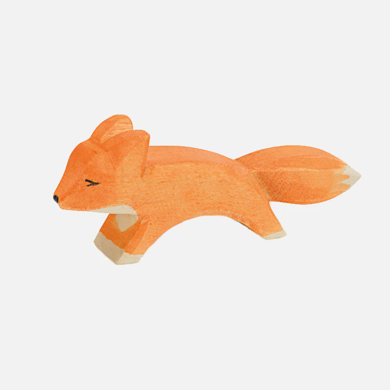 Handcrafted Wooden Small Running Fox - Image 3