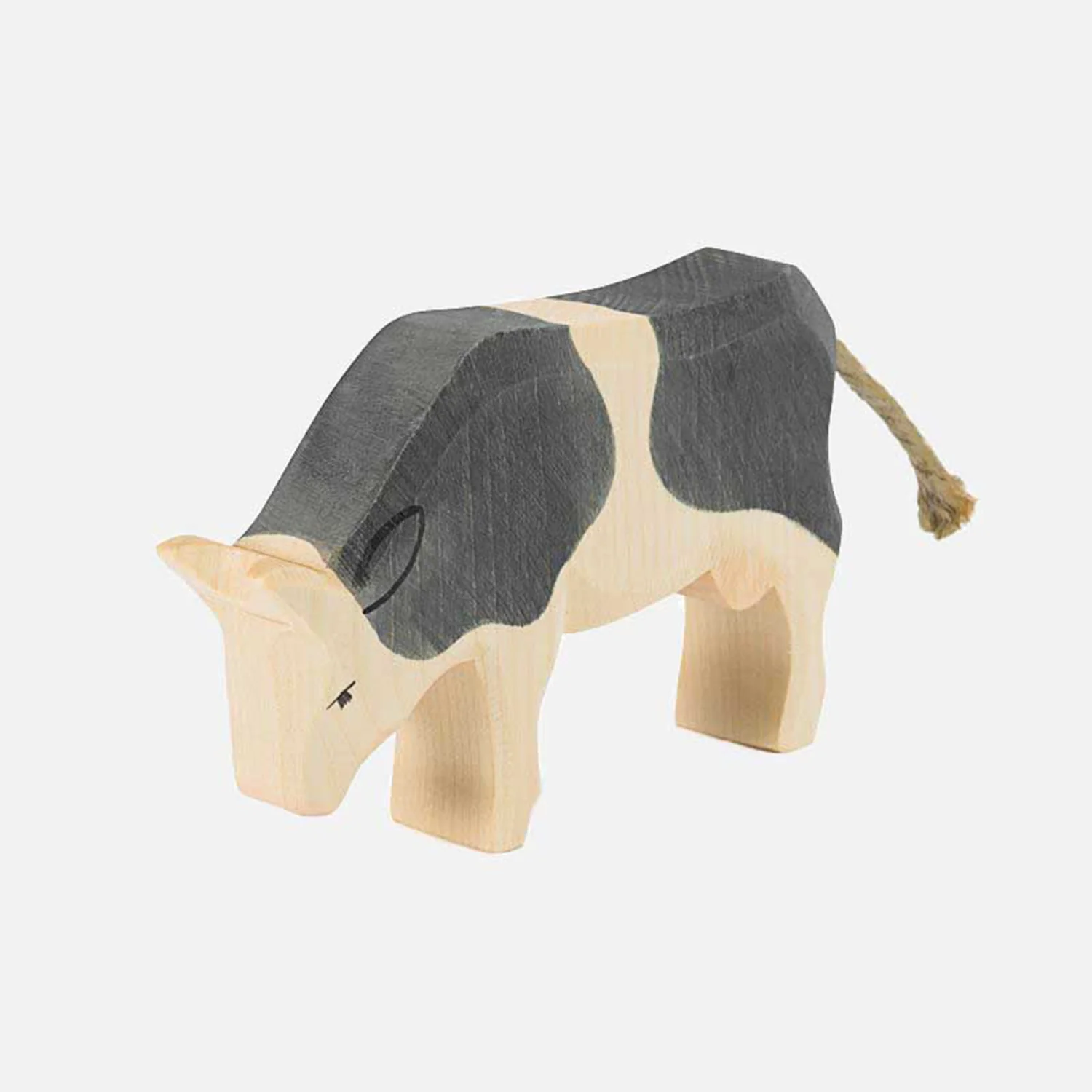 Handcrafted Wooden Cow Eating - Image 2
