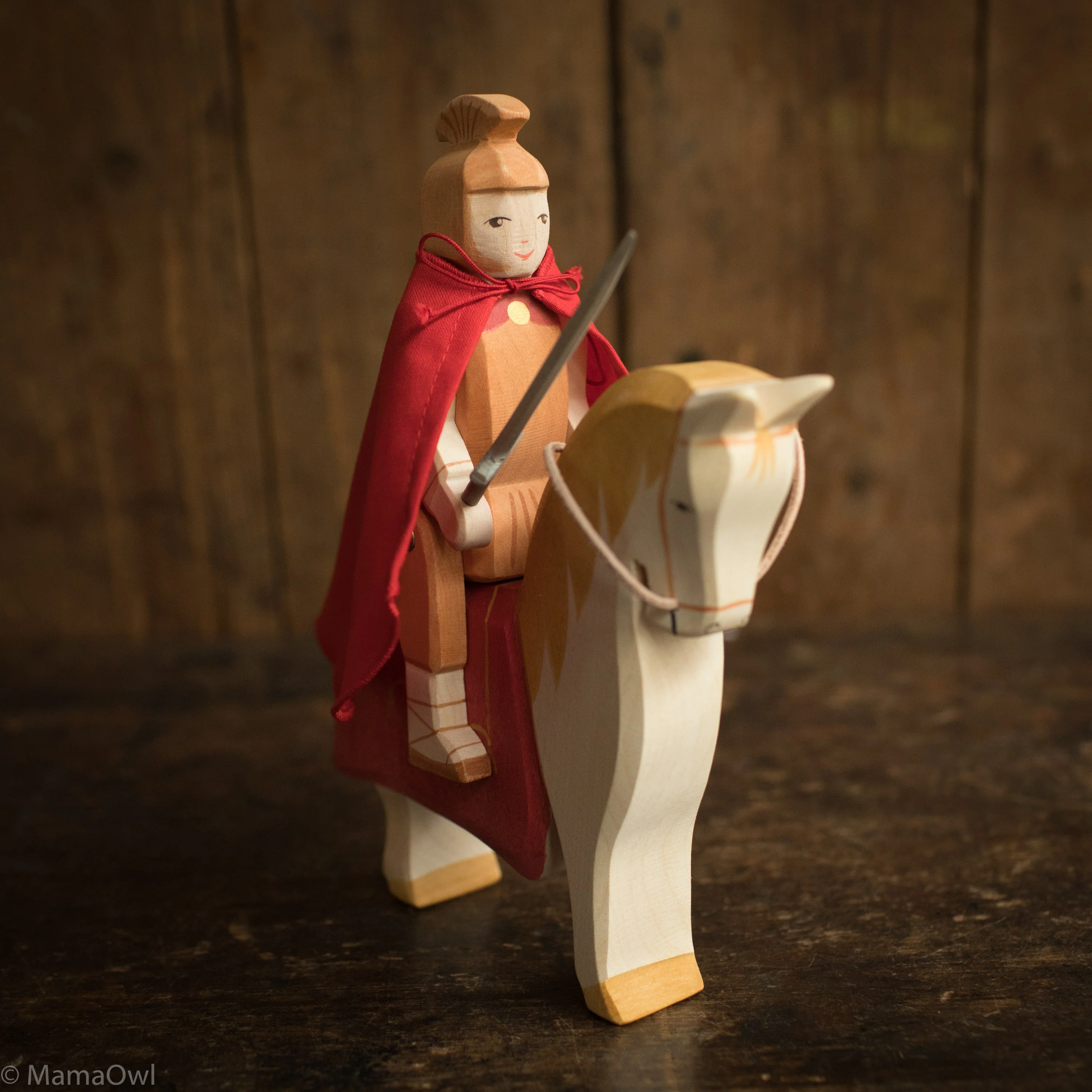 Handcrafted Wooden St Martin's Knight with Cape & Sword - Image 2