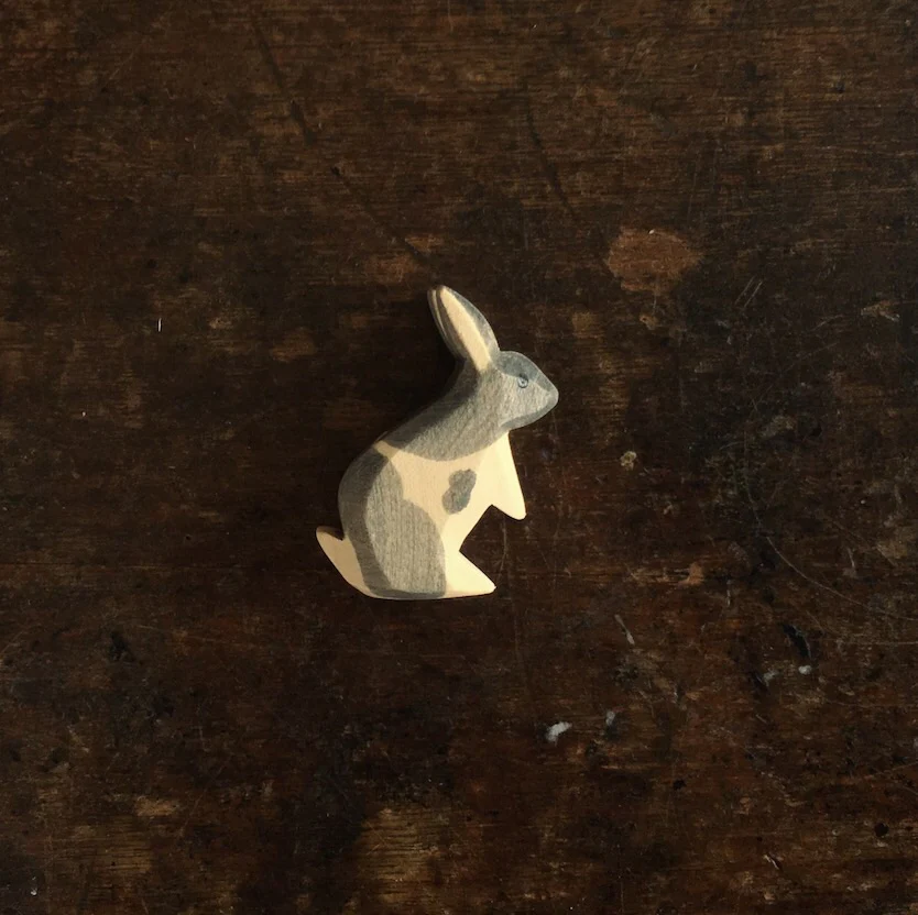 Handcrafted Wooden Black & White Standing Rabbit