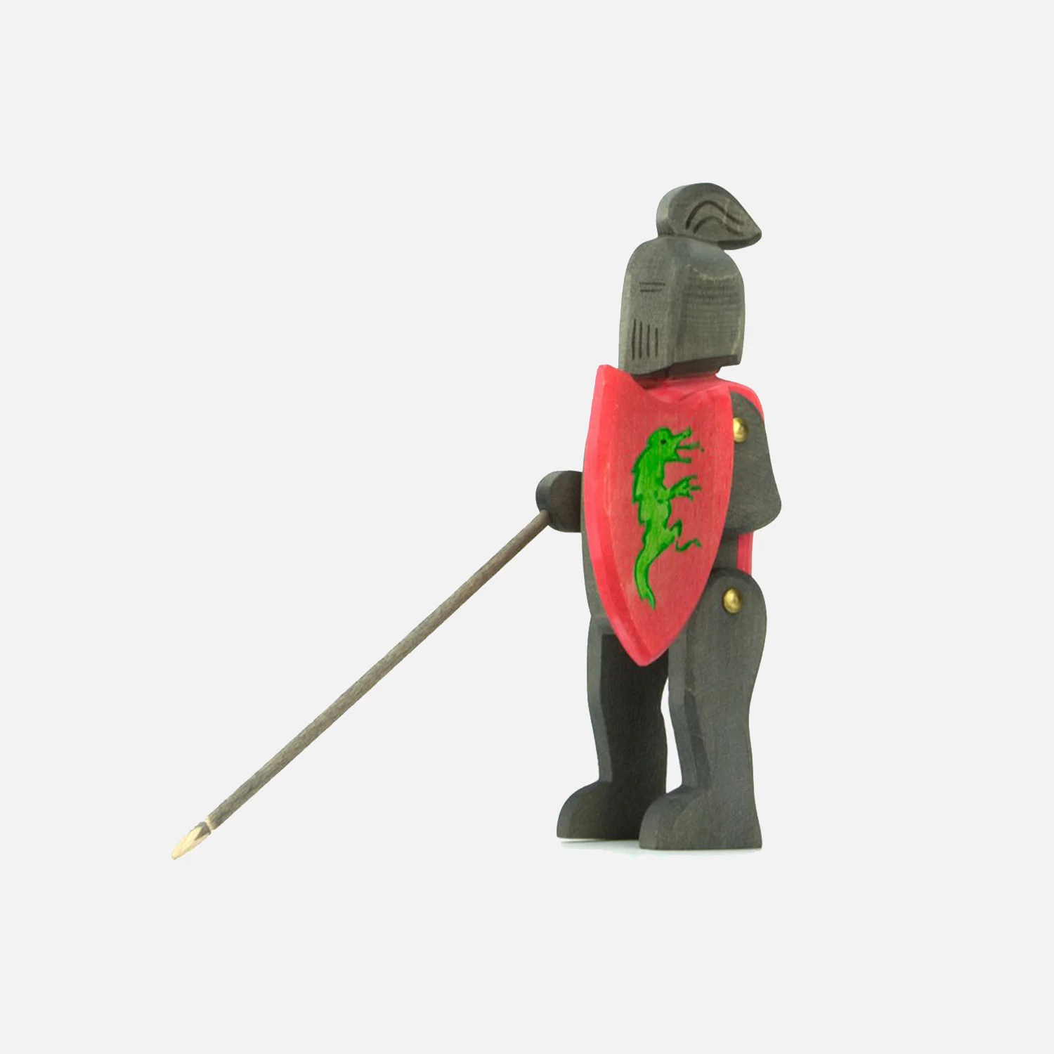 Handcrafted Wooden Standing Knight - Black - Image 2