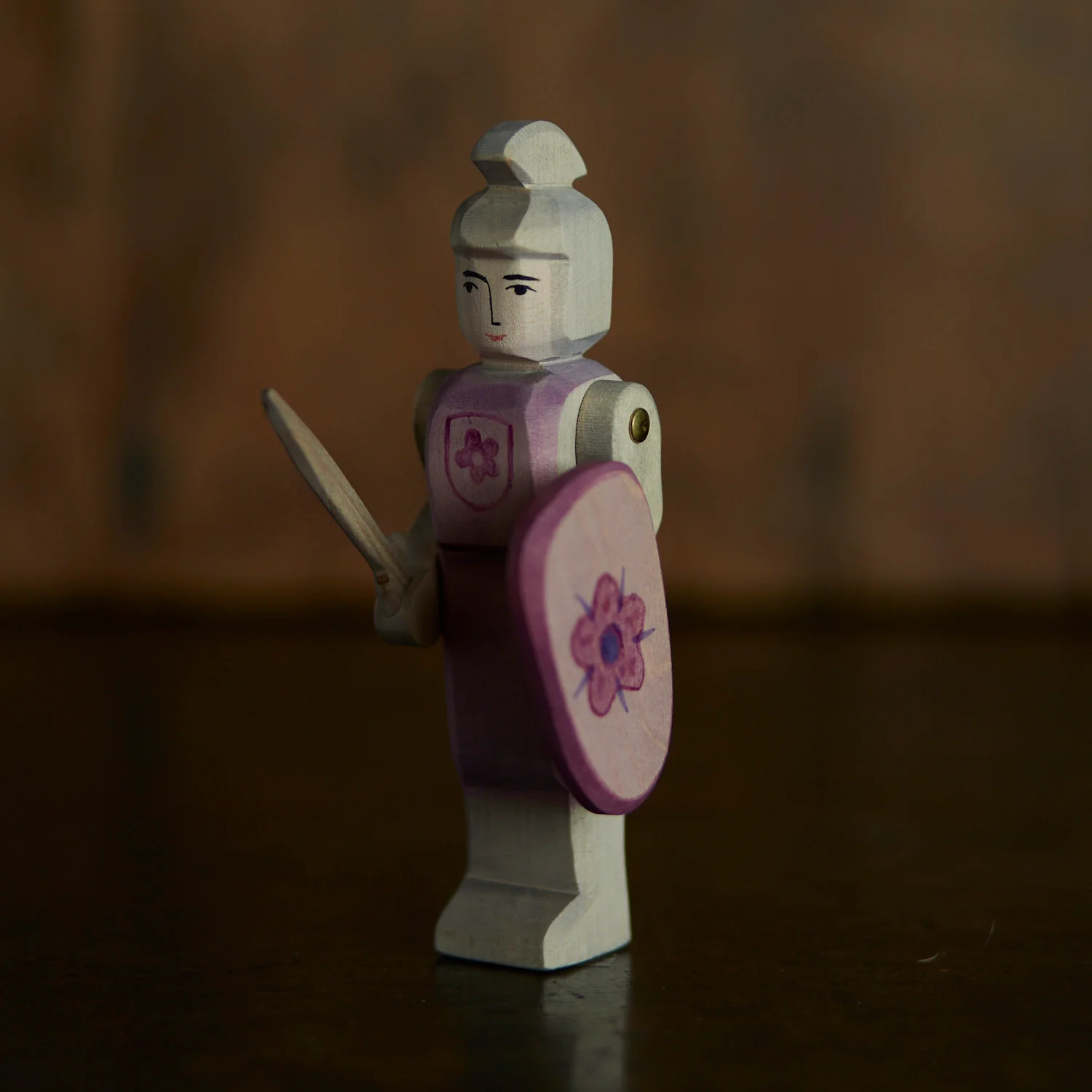 Handcrafted Wooden Standing Knight - Red - Image 3