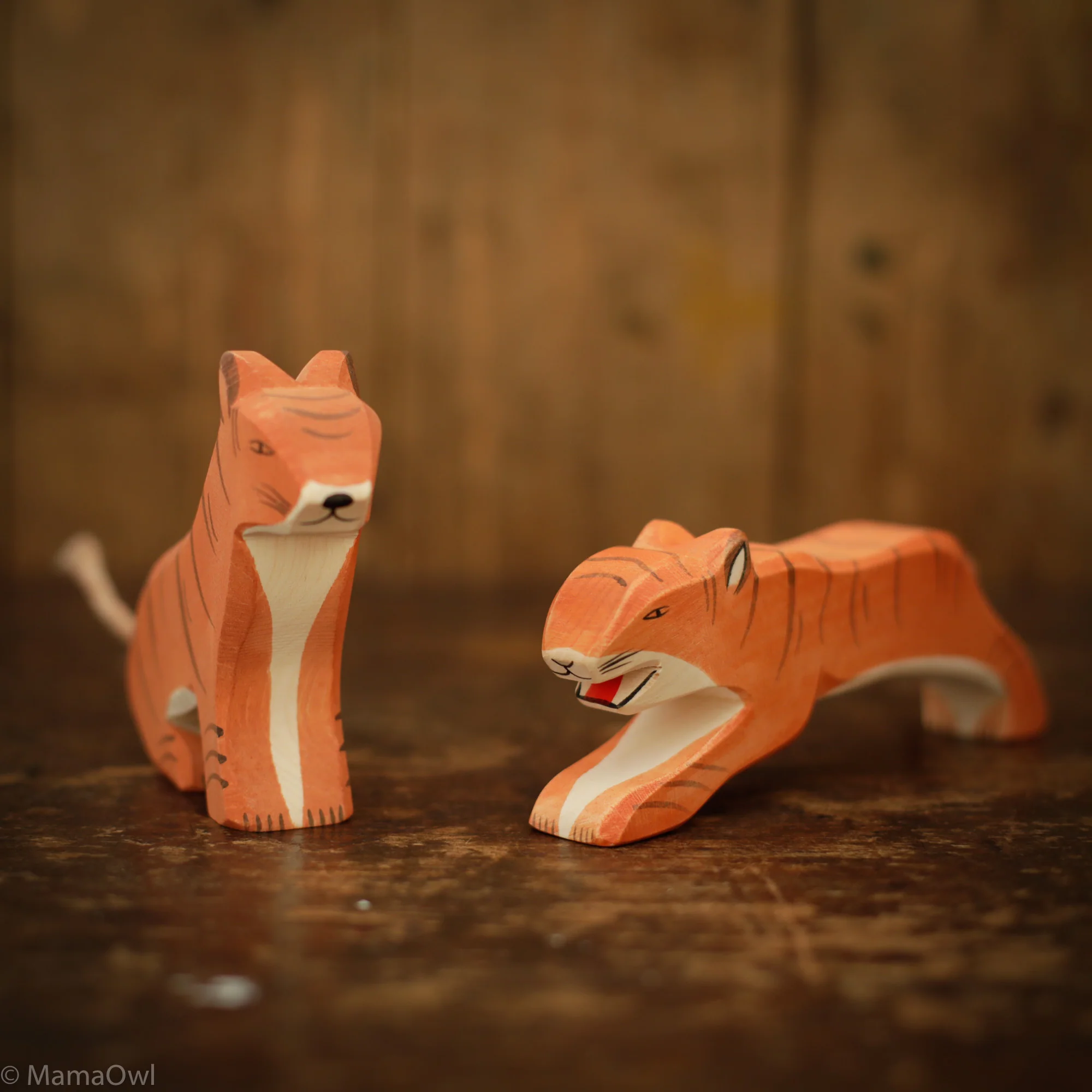 Handcrafted Wooden Tiger Sitting - Image 3