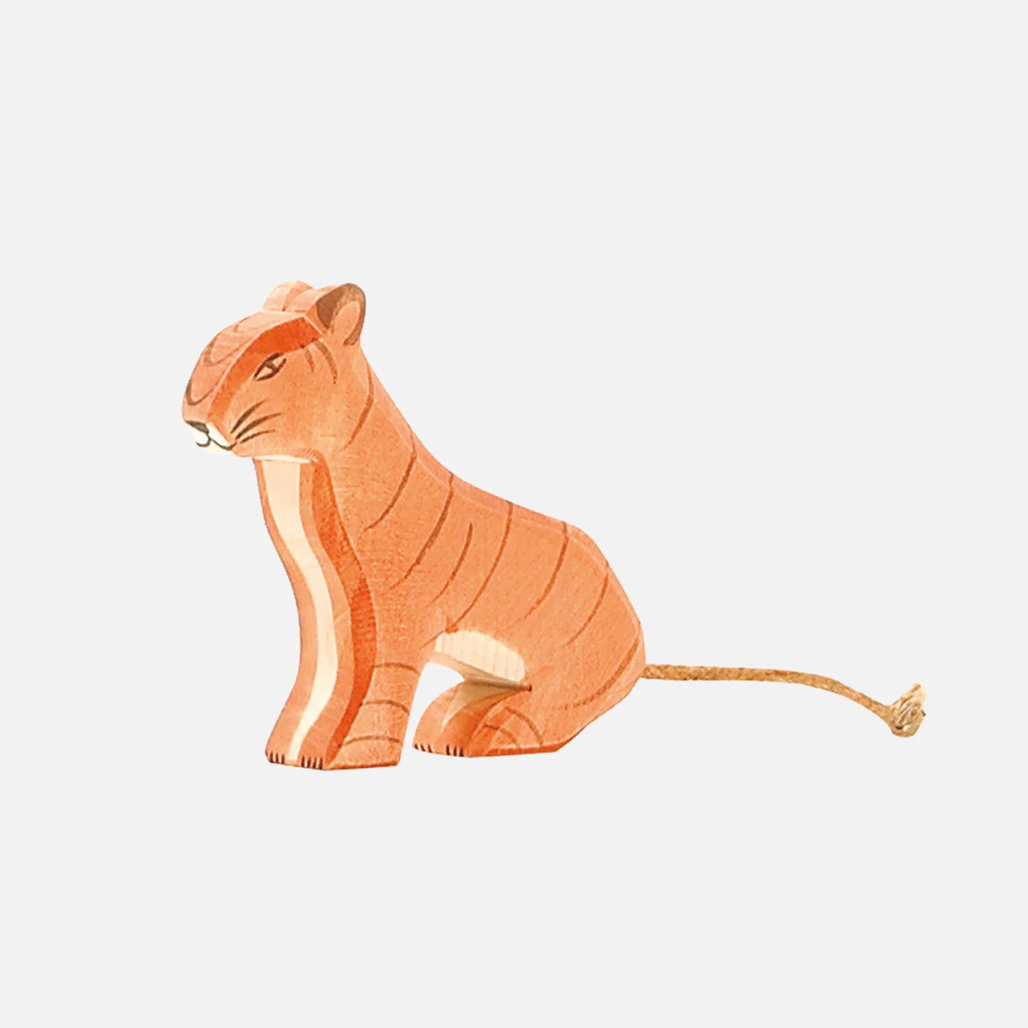 Handcrafted Wooden Tiger Sitting - Image 4