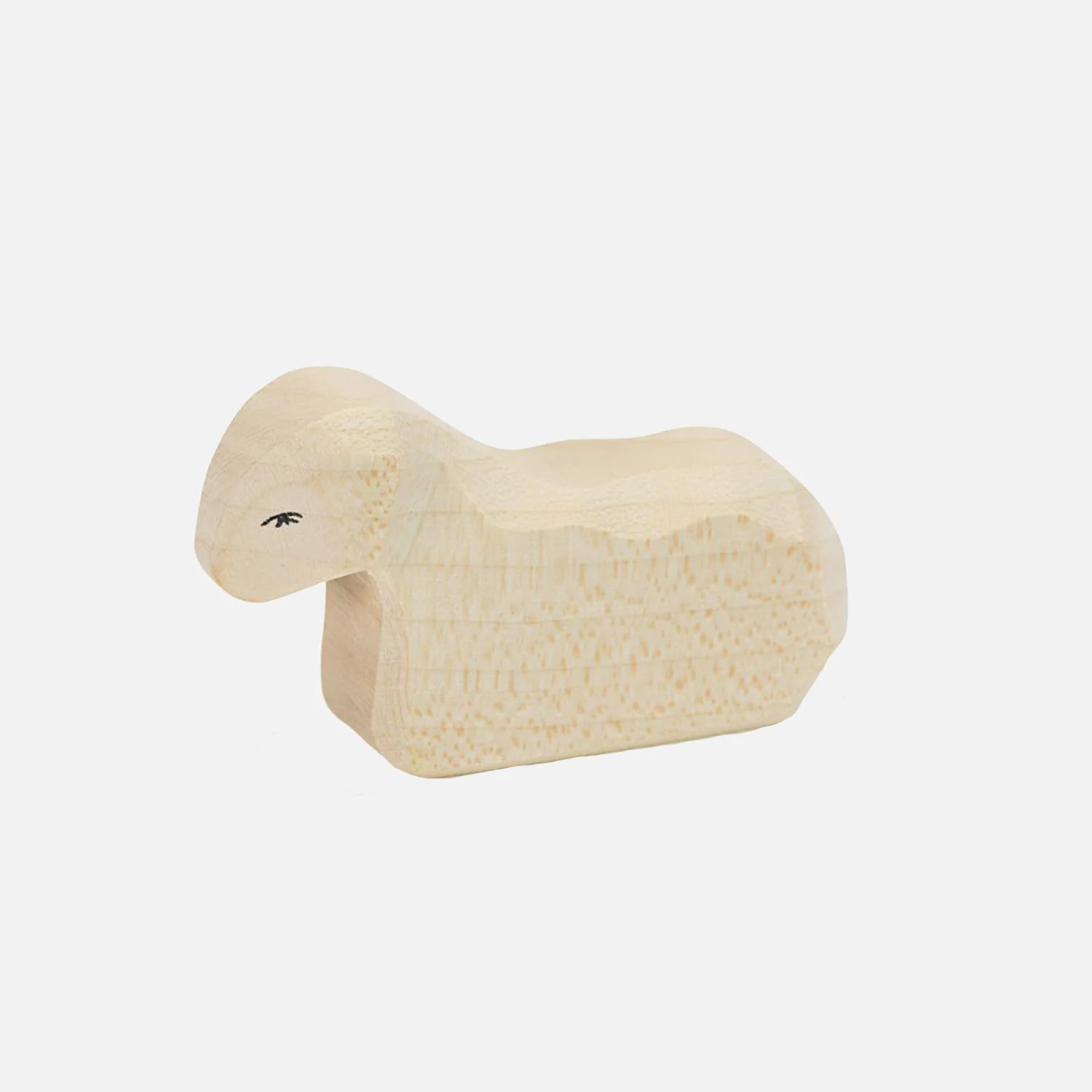 Handcrafted Wooden White Lamb Resting - Image 2
