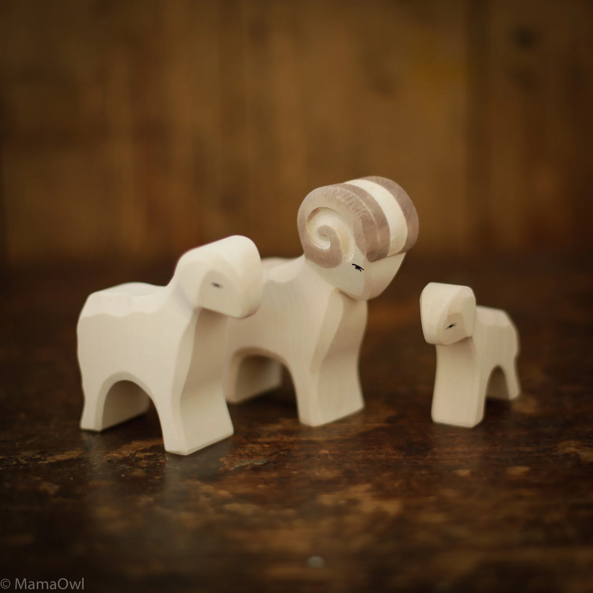 Handcrafted Wooden White Ram - Image 2