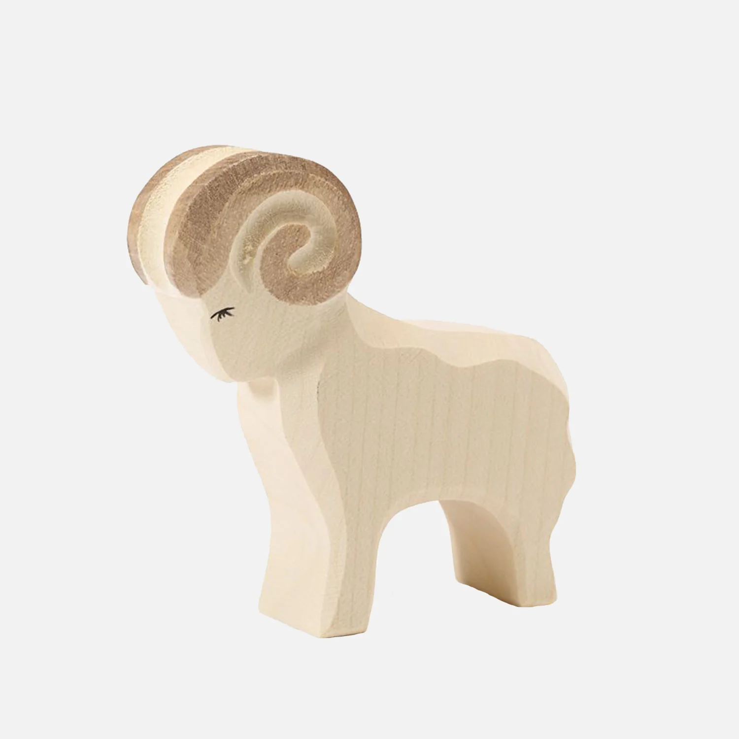 Handcrafted Wooden White Ram - Image 3