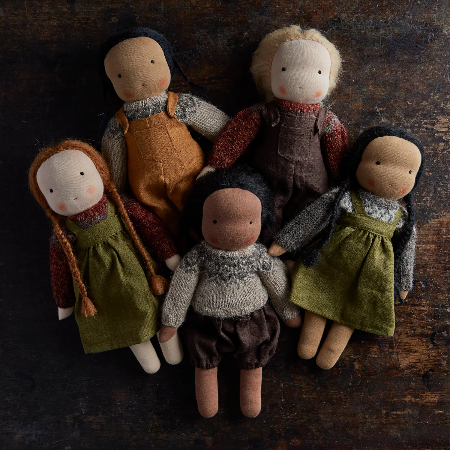 Handmade Doll in Norse Sweater & Dungarees - Brown - Image 2