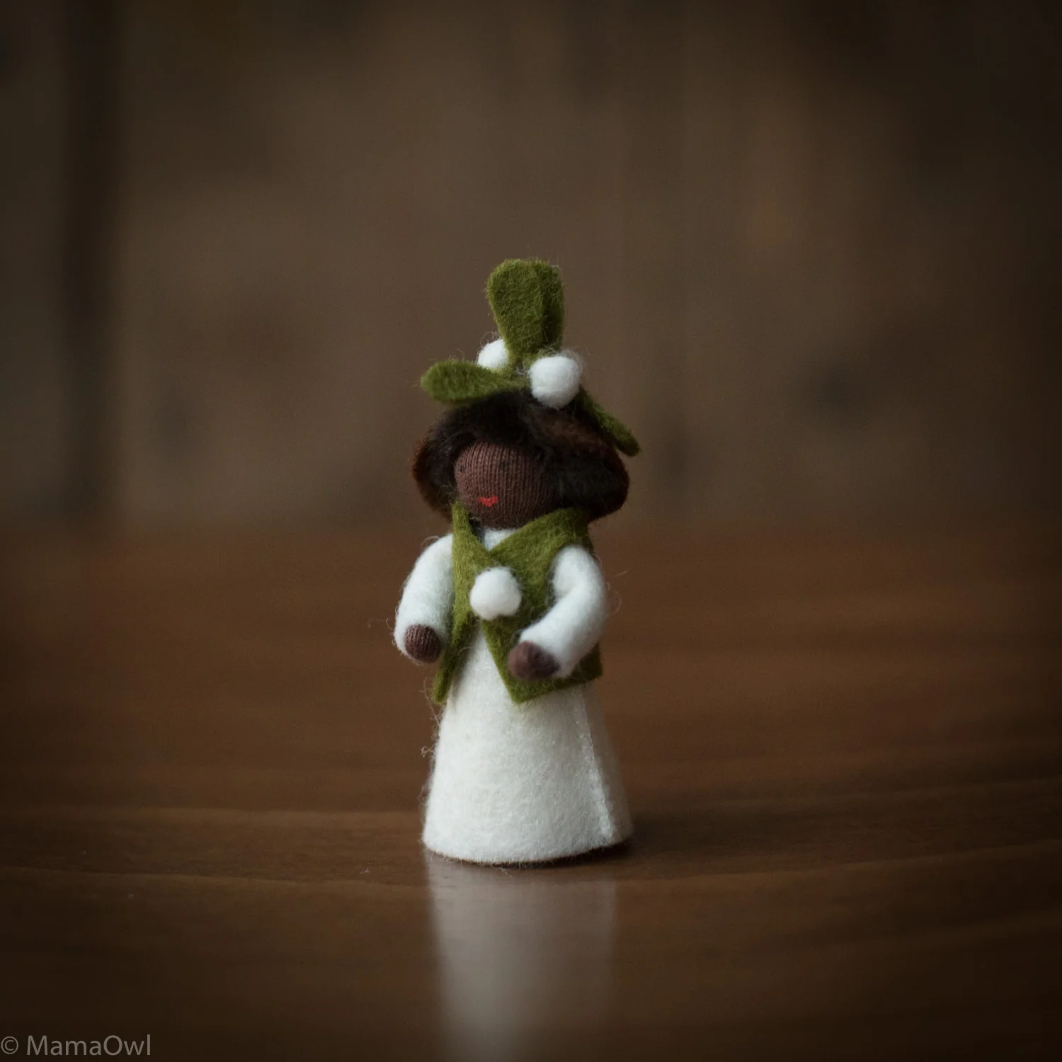 Handmade Wool Fairy - Mistletoe Boy - Black - Image 3