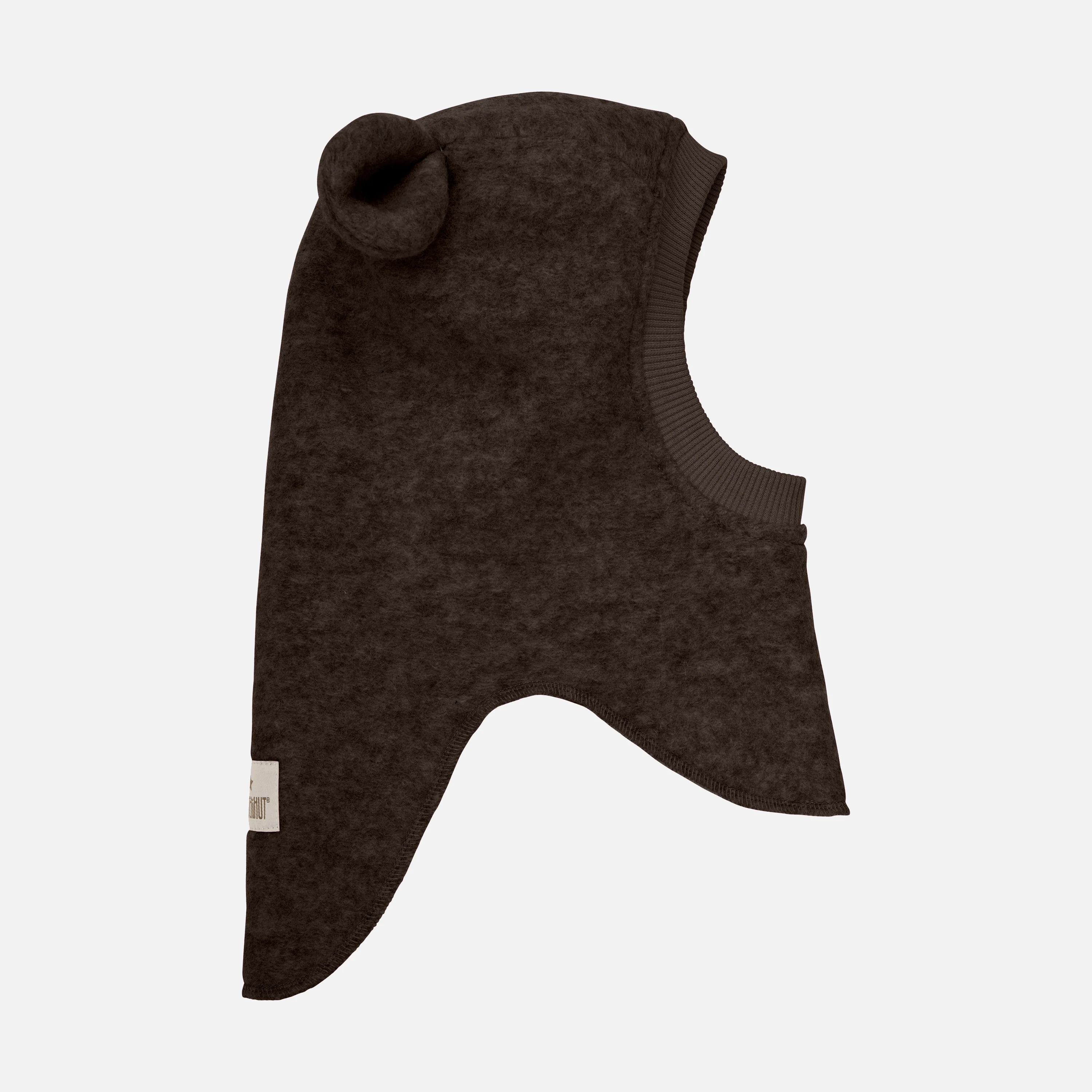 Baby & Kids Wool Felt Bear Balaclava - Dark Brown Melange - Image 2