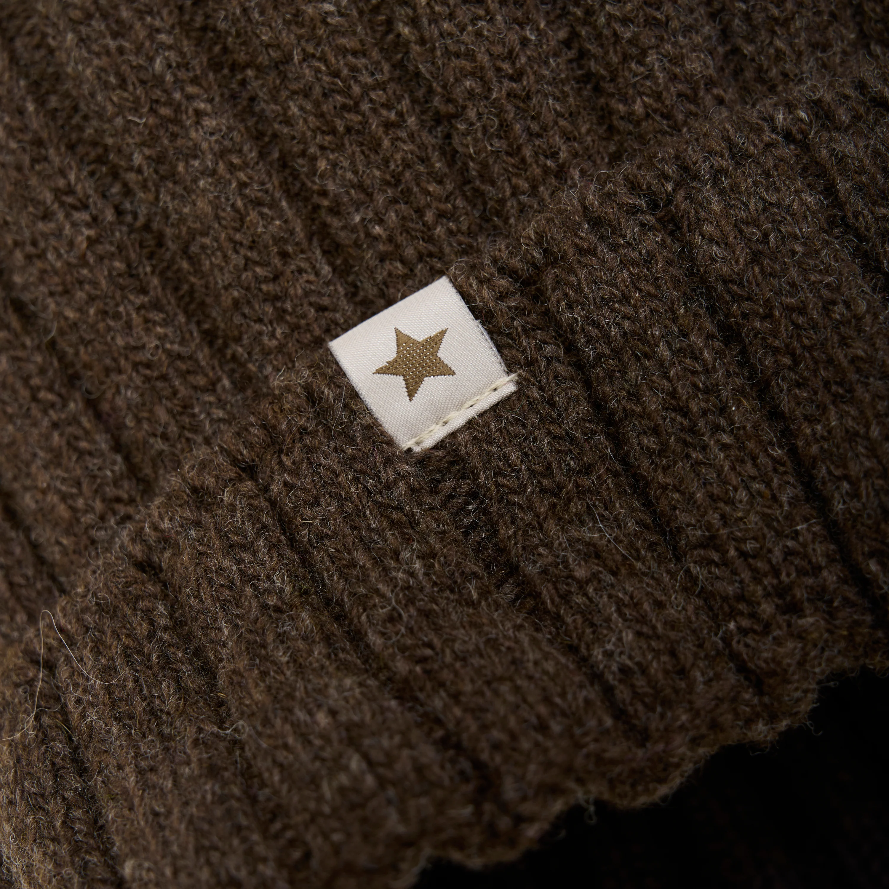 Kids Merino Wool & Alpaca Pom Pom Hat - Dark Brown Melange - Image 4