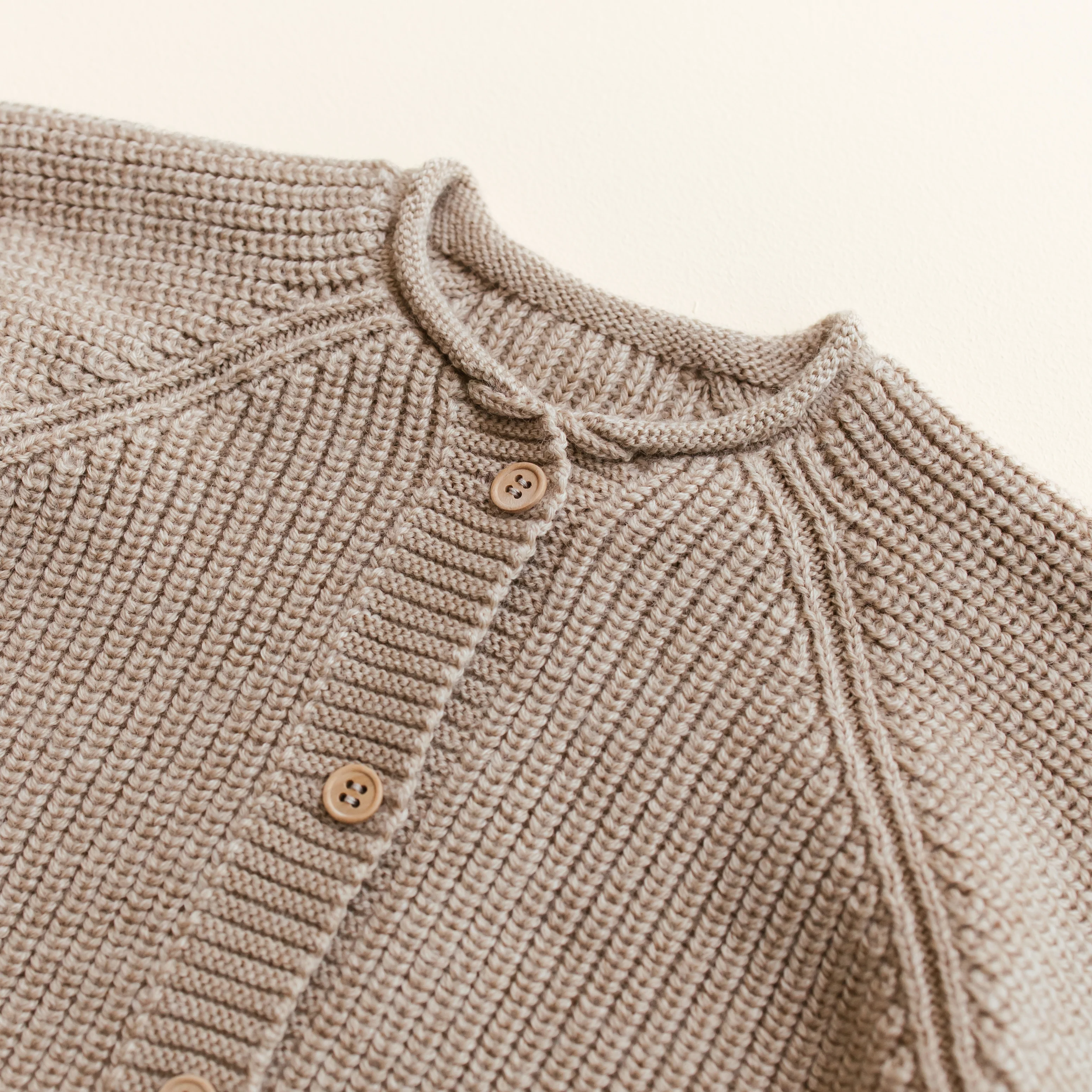 Baby Merino Wool Inga Cardigan - Sand - Image 3