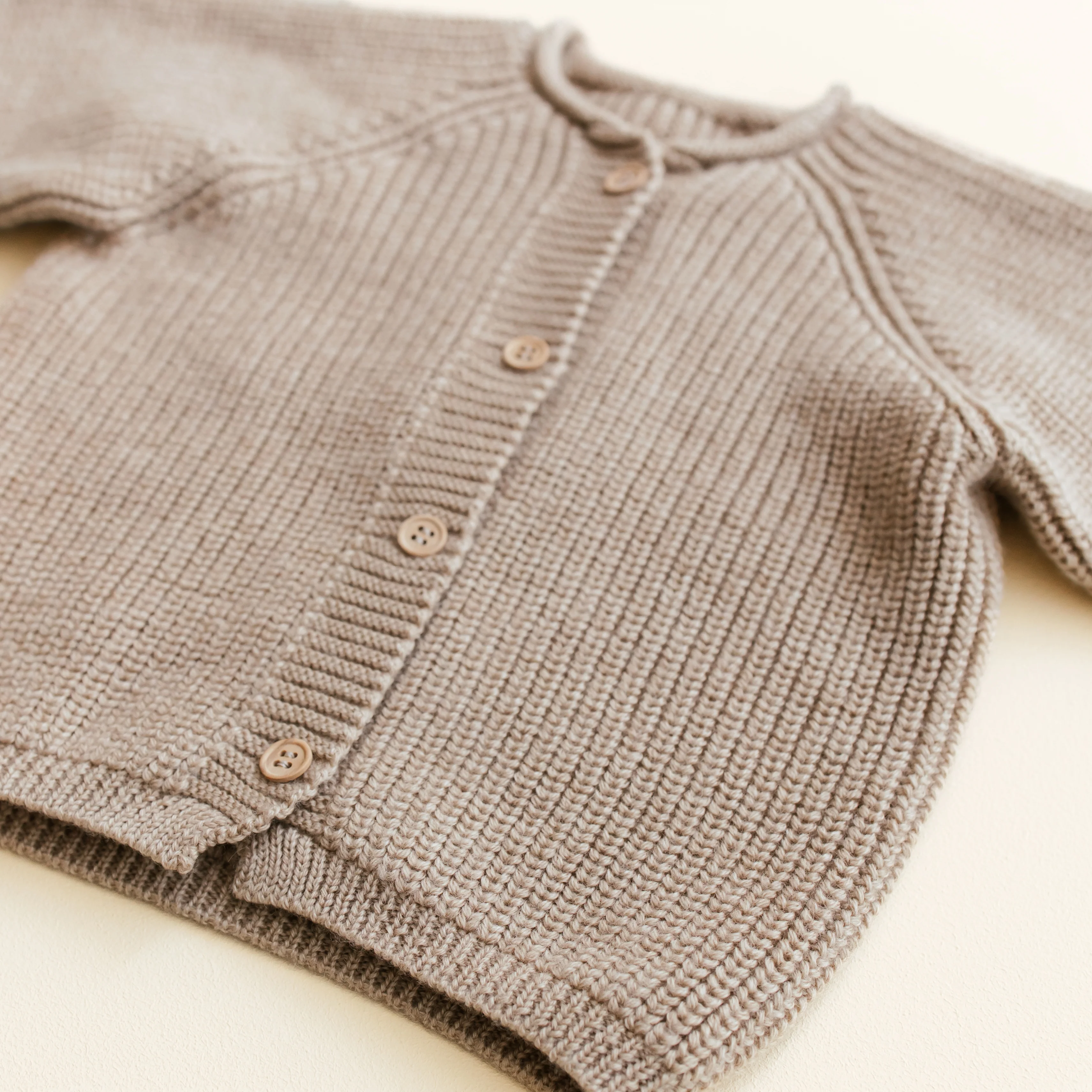 Baby Merino Wool Inga Cardigan - Sand - Image 4