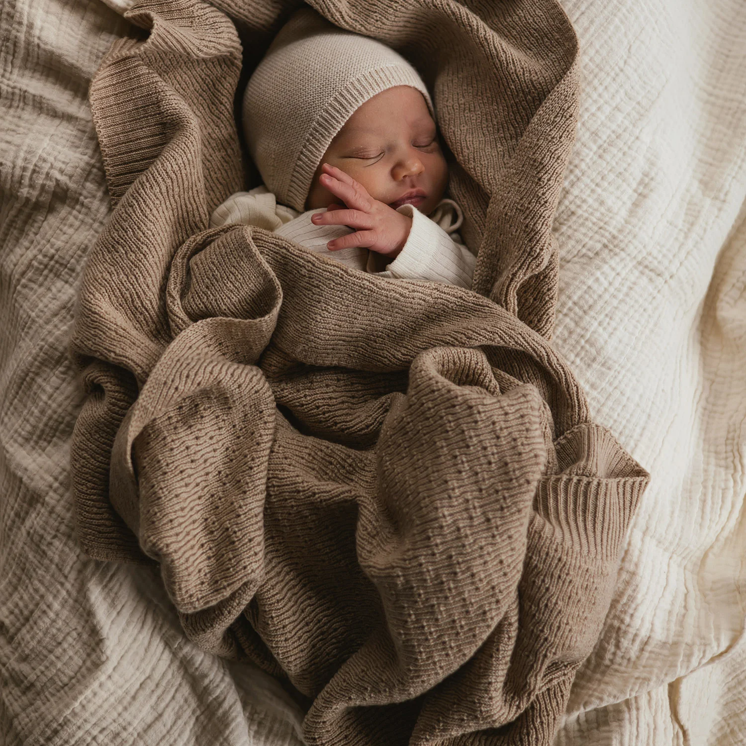Merino Wool Dora Blanket/Swaddle - Sand - Image 3