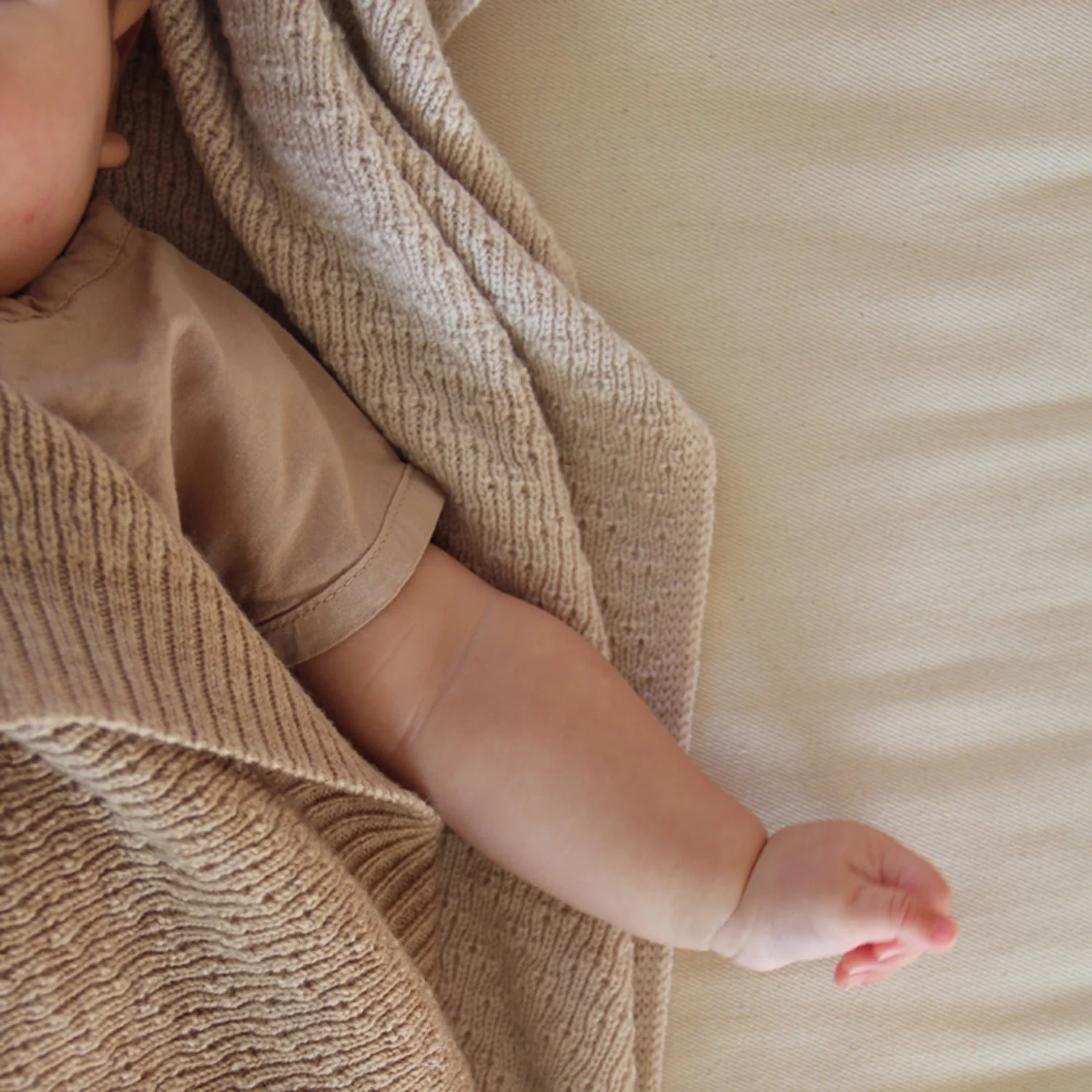 Merino Wool Dora Blanket/Swaddle - Sand - Image 5