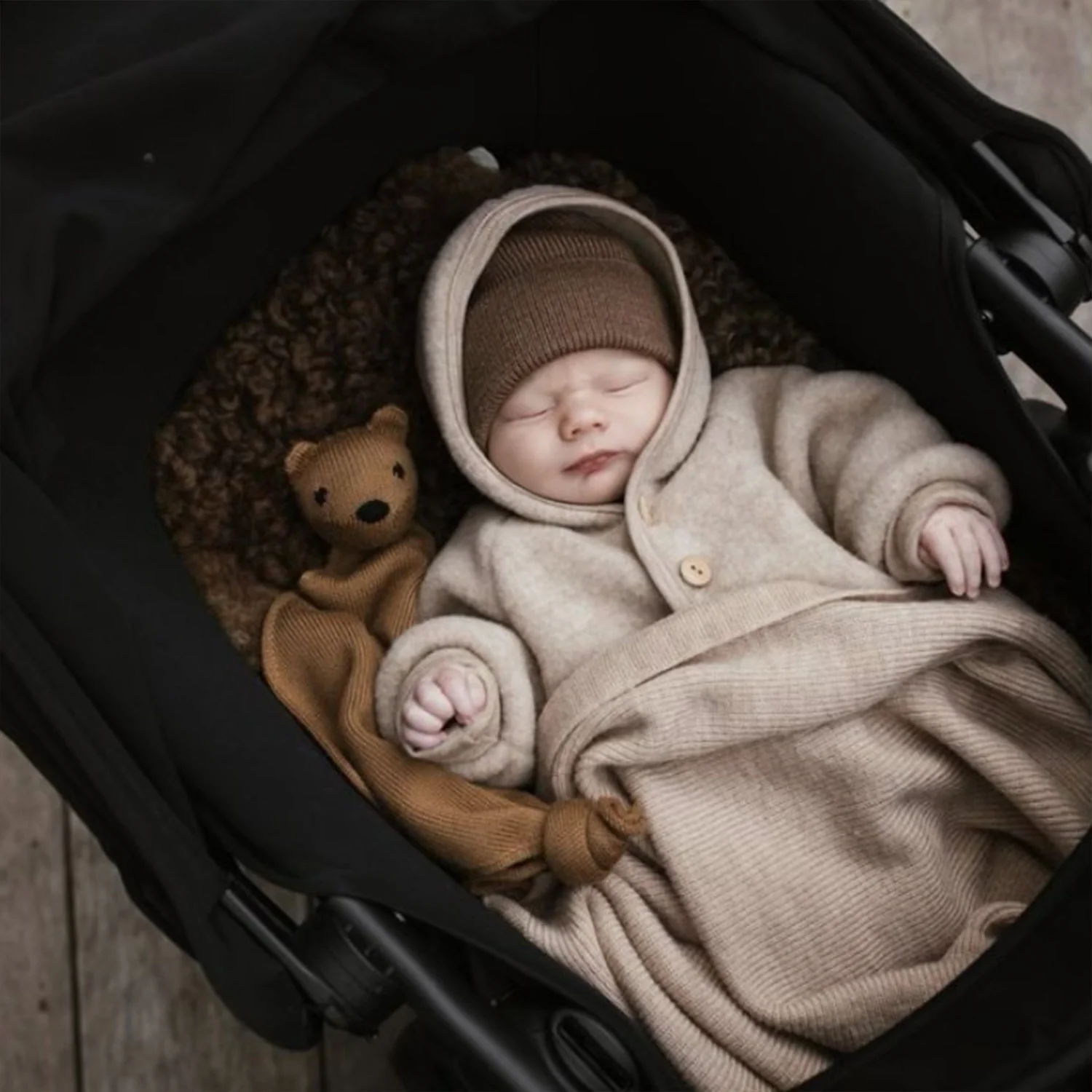 Merino Wool Felix Swaddle/Baby Blanket - Sand - Image 8