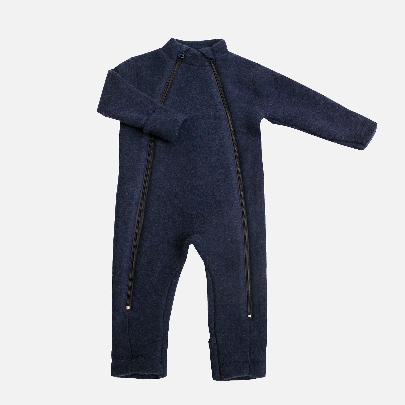 Baby & Kids Merino Wool fleece Zip Suit - Navy - Image 2