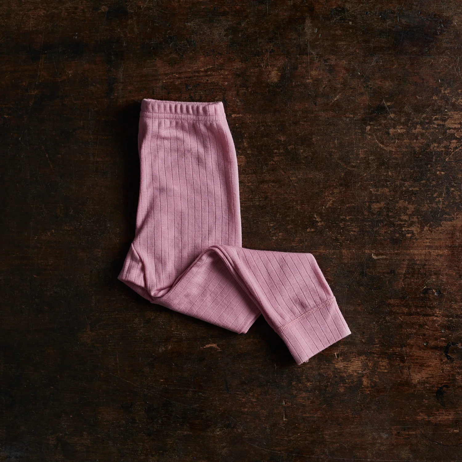 Baby & Kids Merino Wool Rib Leggings - Old Rose