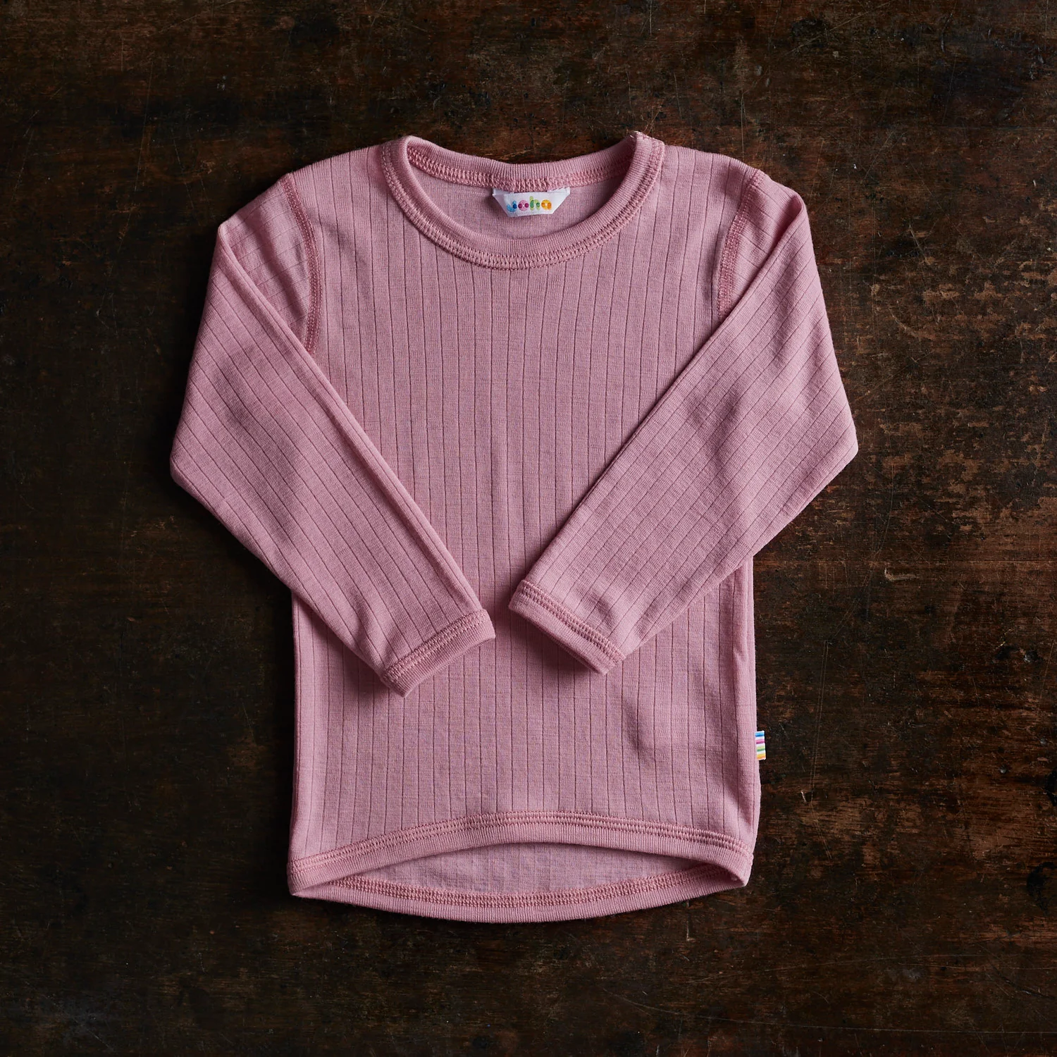 Baby & Kids Merino Wool Rib LS Top - Old Rose