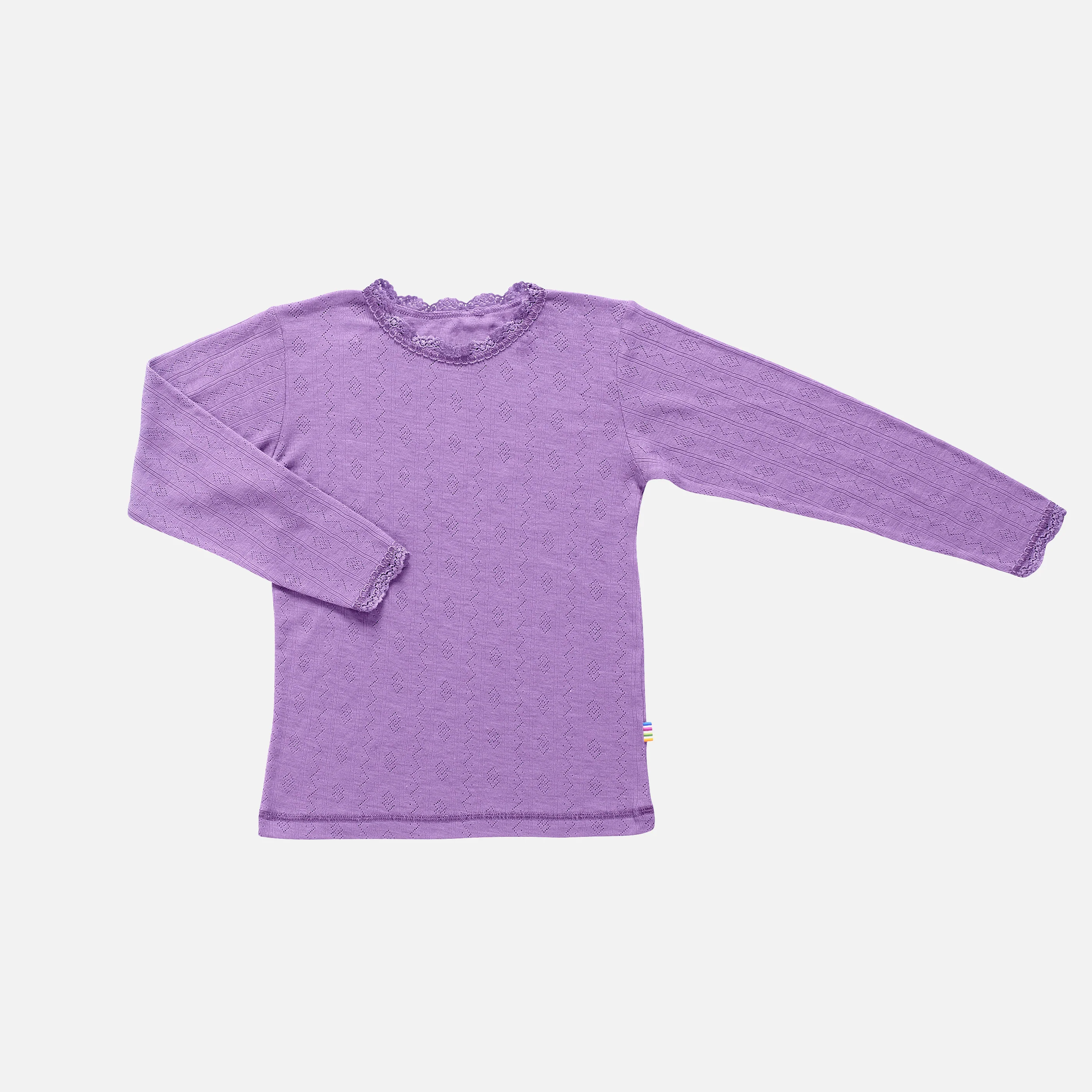 Baby & Kids Merino Wool/Silk Lace LS Top - Lilac - Image 2