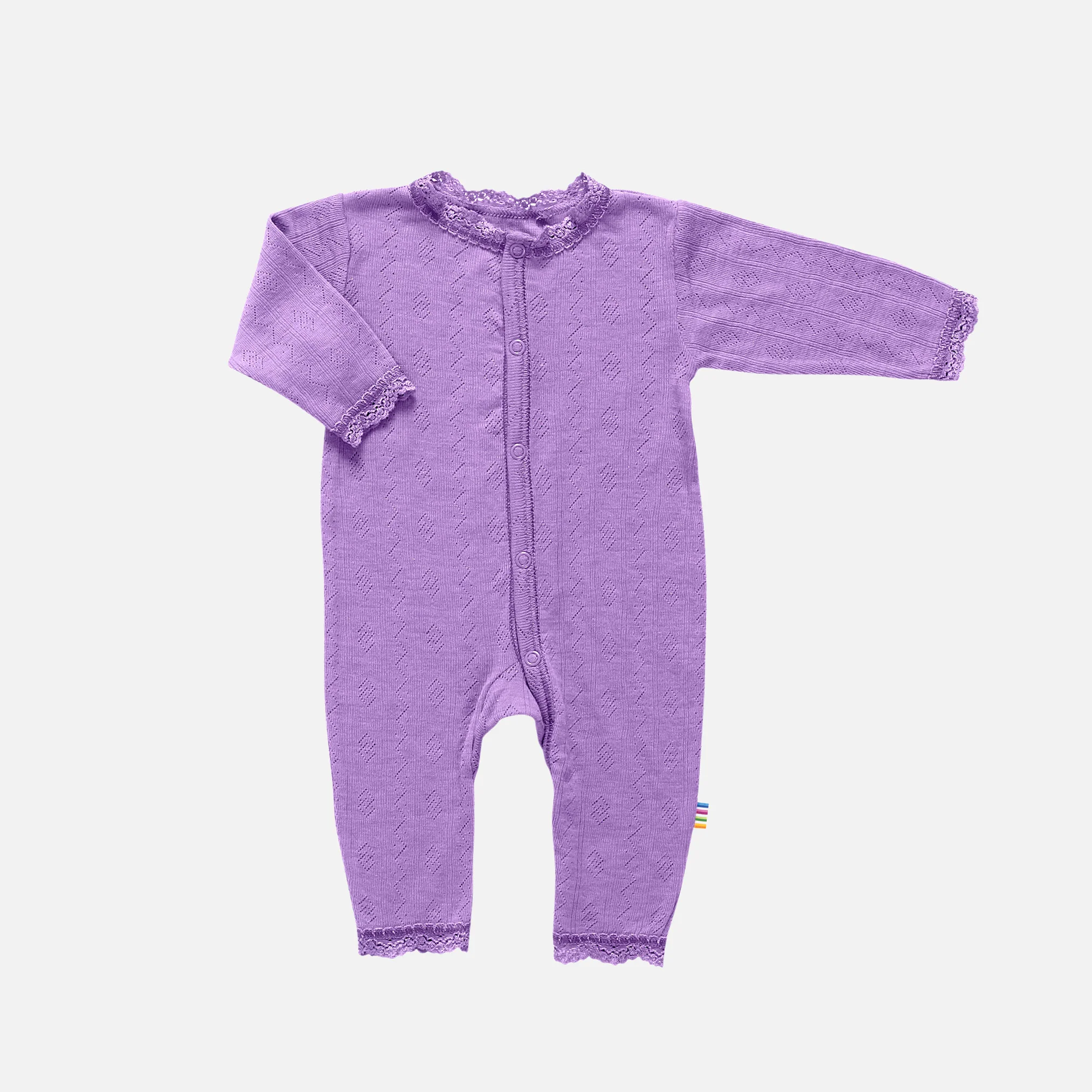 Baby & Kids Merino Wool/Silk Lace Romper - Lilac - Image 3