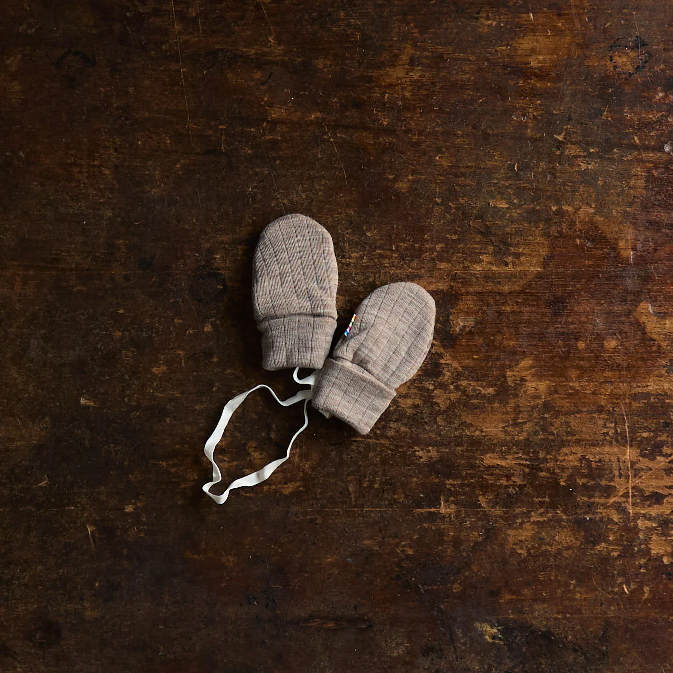 Baby & Kids Merino Wool Rib Mittens - Sesame