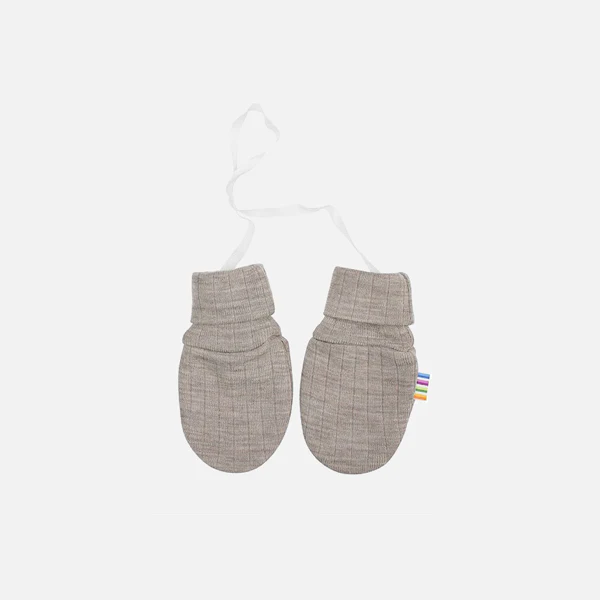 Baby & Kids Merino Wool Rib Mittens - Sesame - Image 3