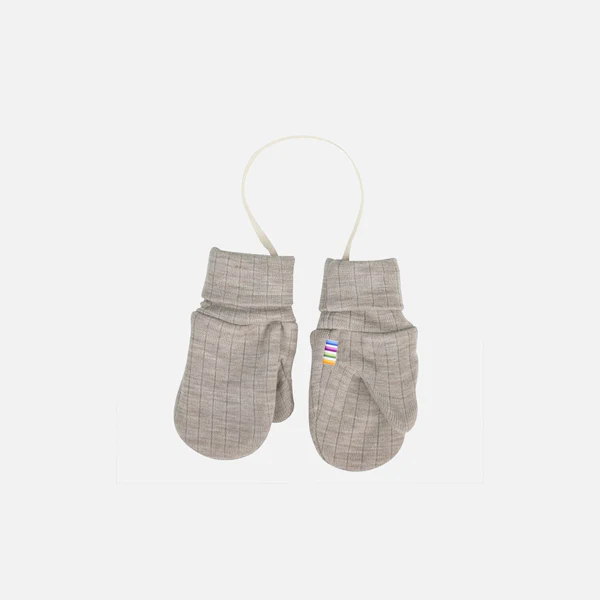 Baby & Kids Merino Wool Rib Mittens - Sesame - Image 4