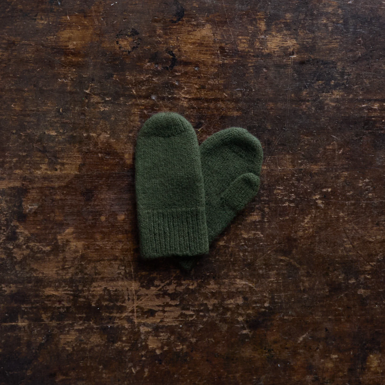 Kids Merino Wool Mittens - Dark Moss