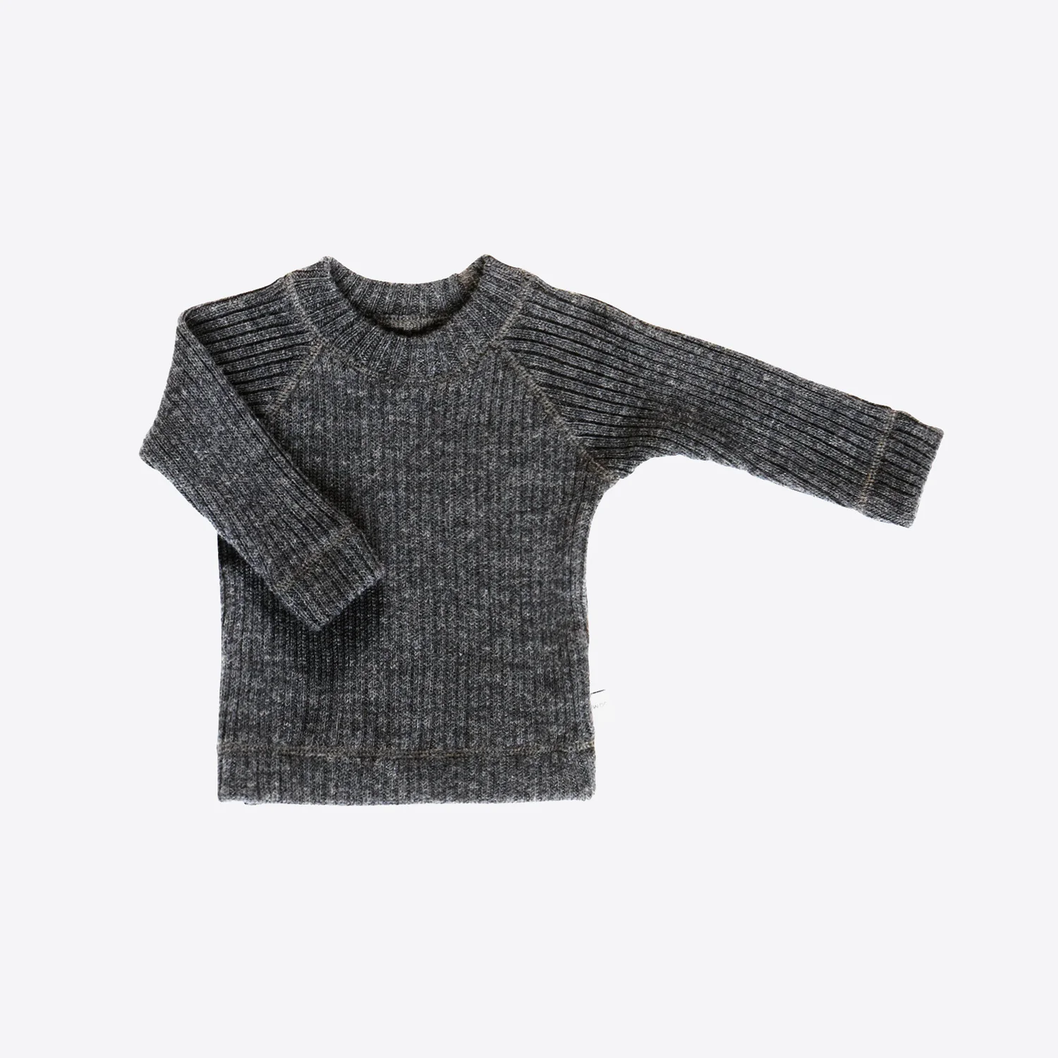 Baby & Kids Merino Wool Heavy Rib Sweater - Charcoal - Image 3