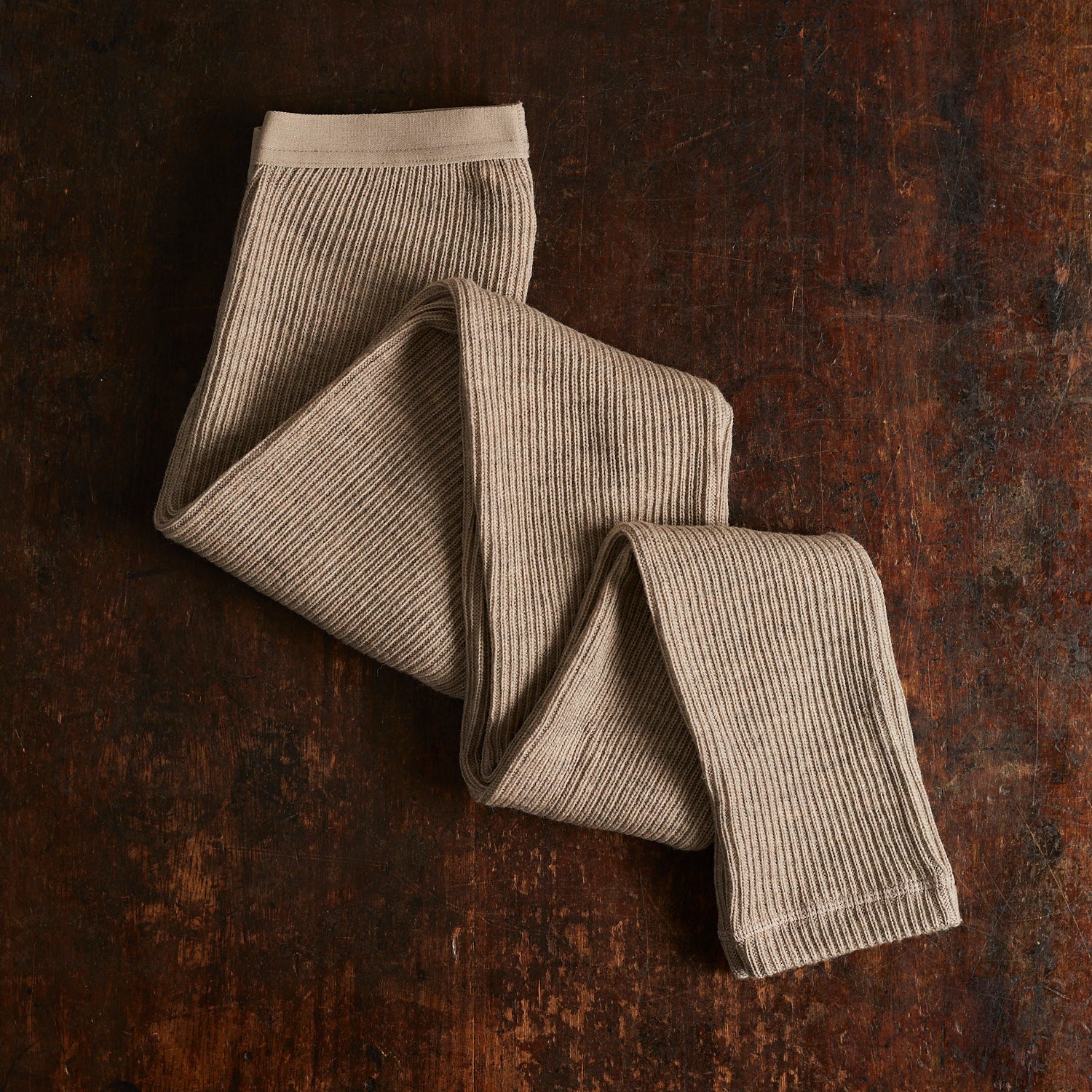 Women's Merino Wool Heavy Rib Leggings - Sand Melange