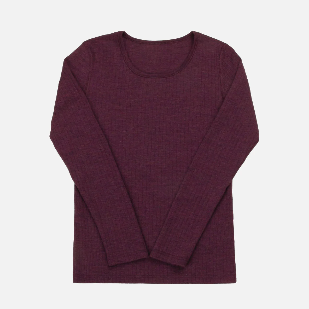Women's Merino Wool Rib LS Top - Plum