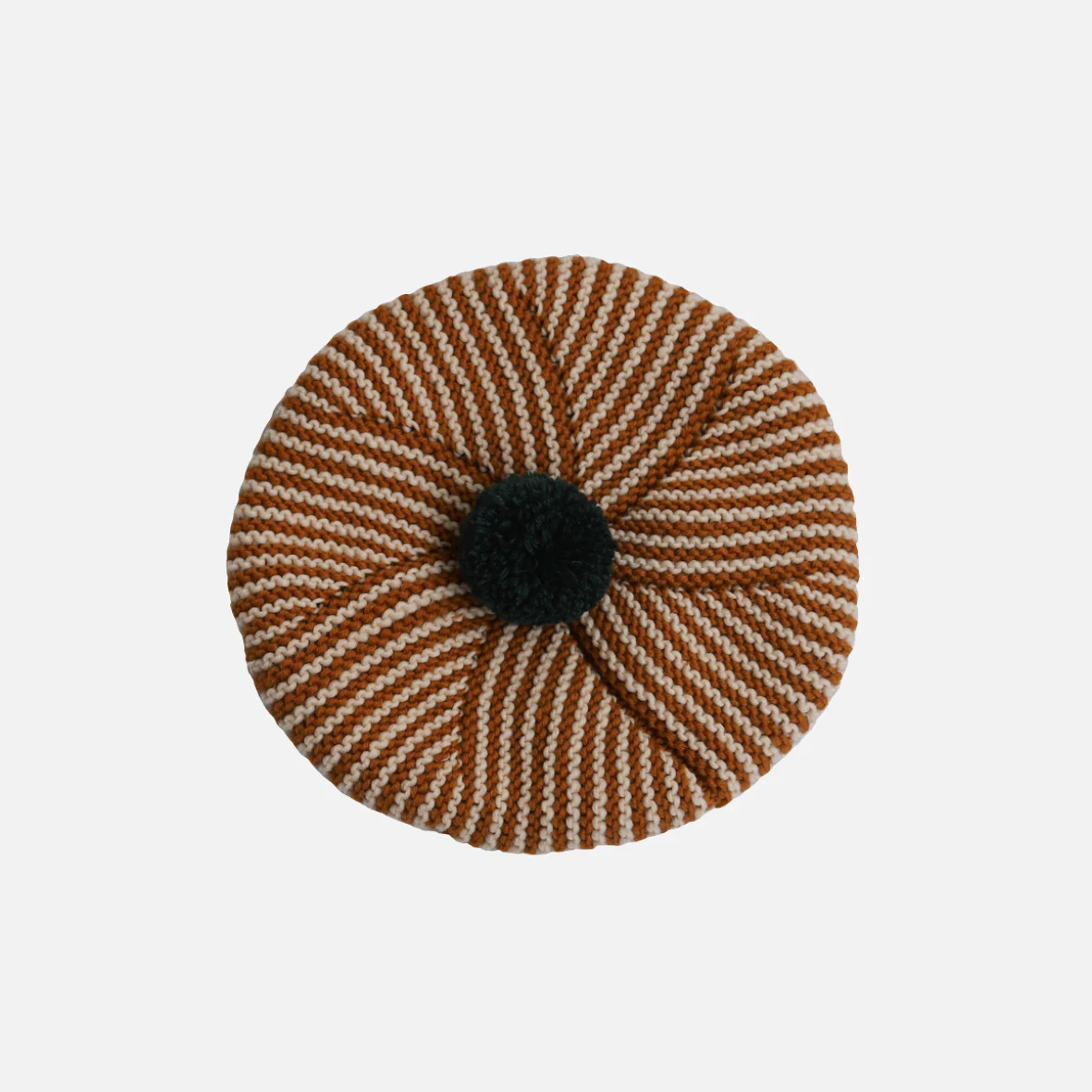 Kids Handknit Merino Wool Divna Beret - Caramel/Pine