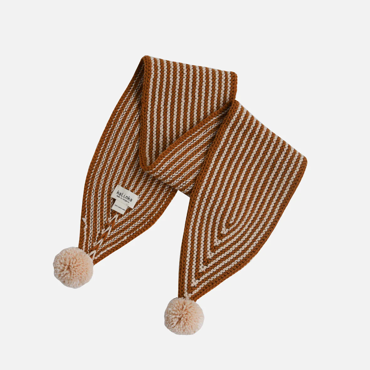 Kids Handknit Merino Wool Divna Scarf - Caramel