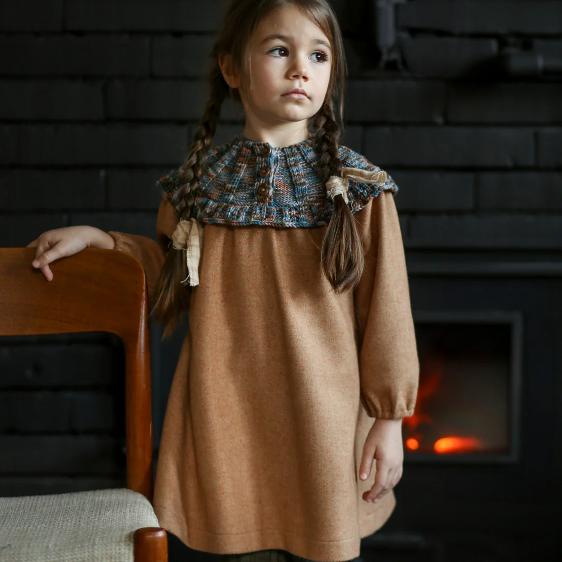 Kids Merino Wool Sidra Dress - Chai Tea