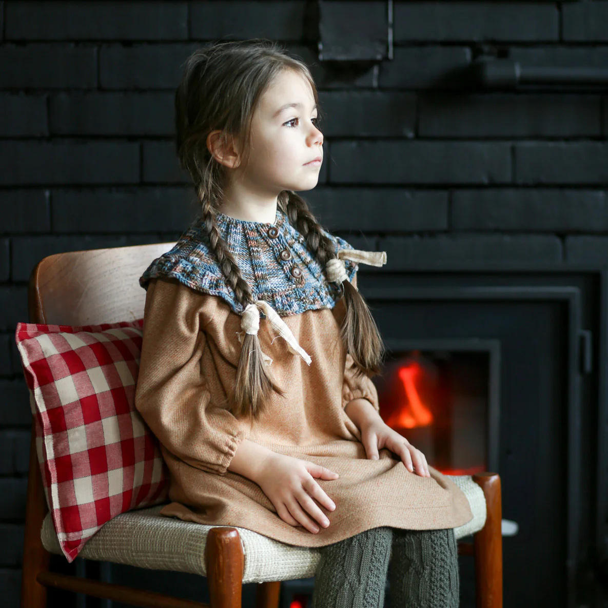 Kids Merino Wool Sidra Dress - Chai Tea - Image 3
