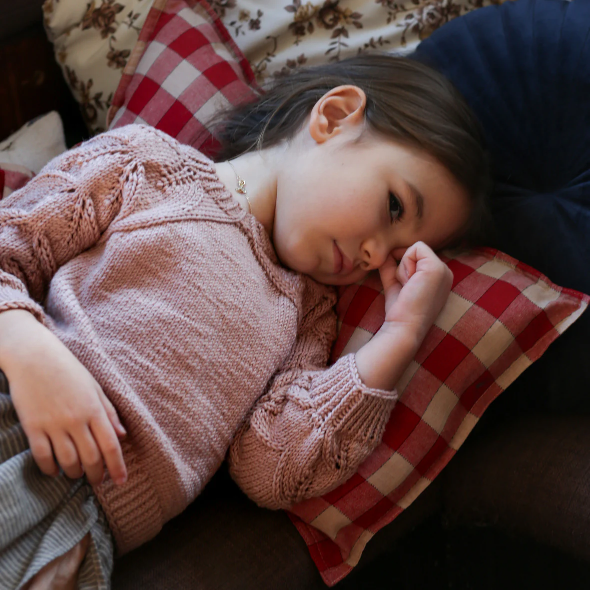 Kids Handknit Merino Wool Susan Sweater - Rose Quartz