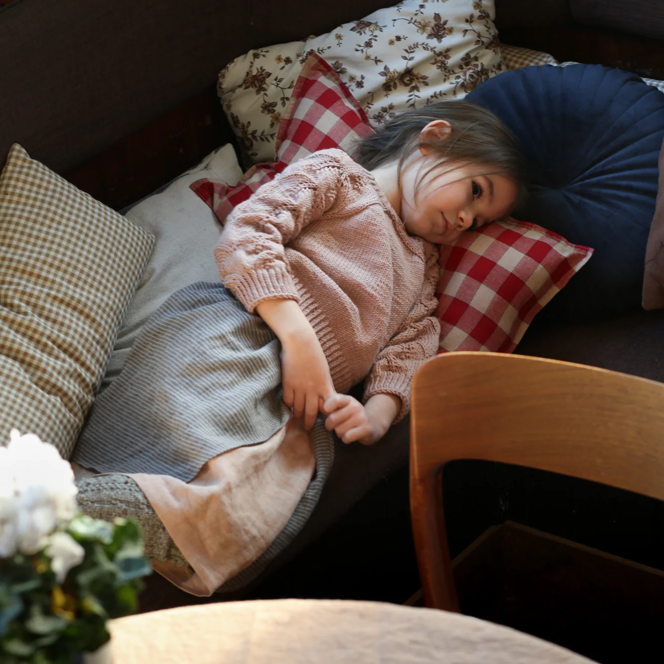 Kids Handknit Merino Wool Susan Sweater - Rose Quartz - Image 3
