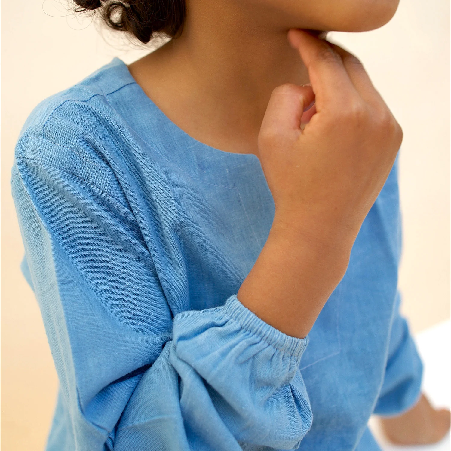 Kids Cotton Mali Shirt - Light Indigo - Image 3