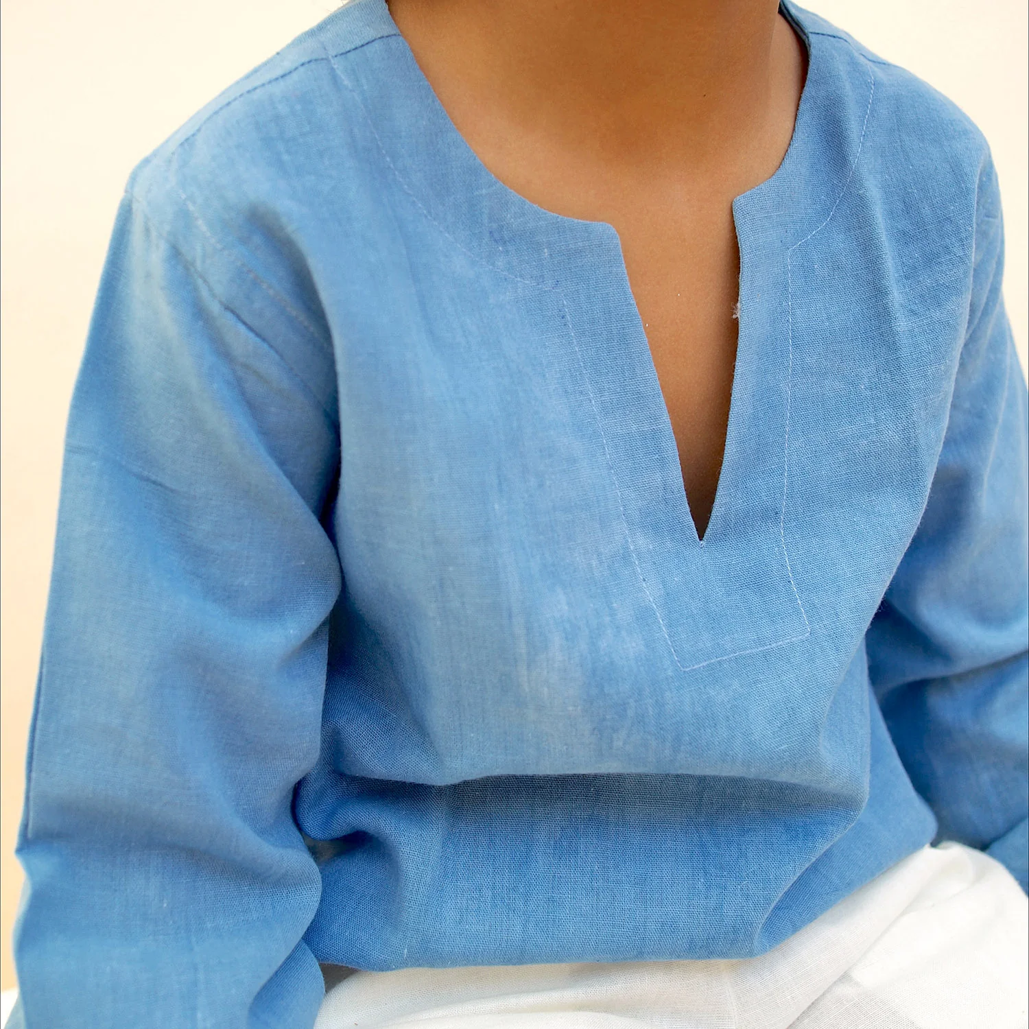 Kids Cotton Mali Shirt - Light Indigo - Image 4