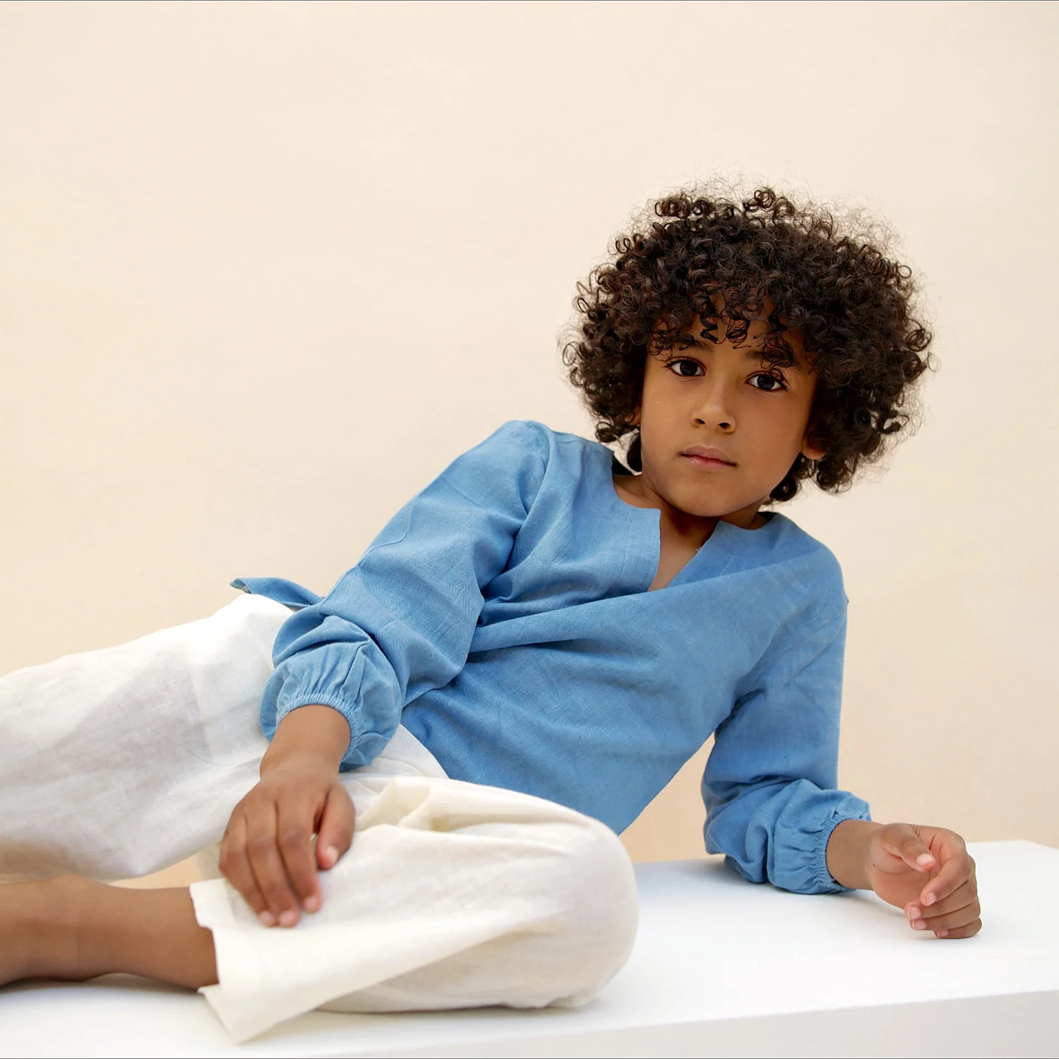 Kids Cotton Mali Shirt - Light Indigo - Image 6