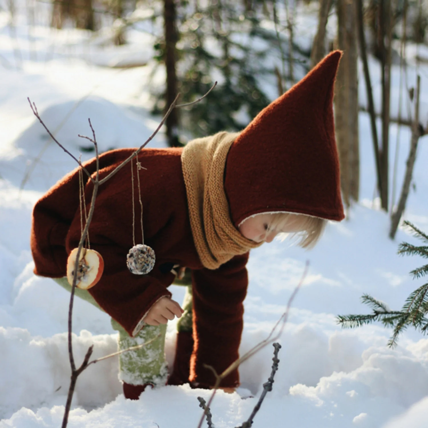 Baby & Kids Wool/Cotton Sherpa Pixie Hooded Coat - Terracotta