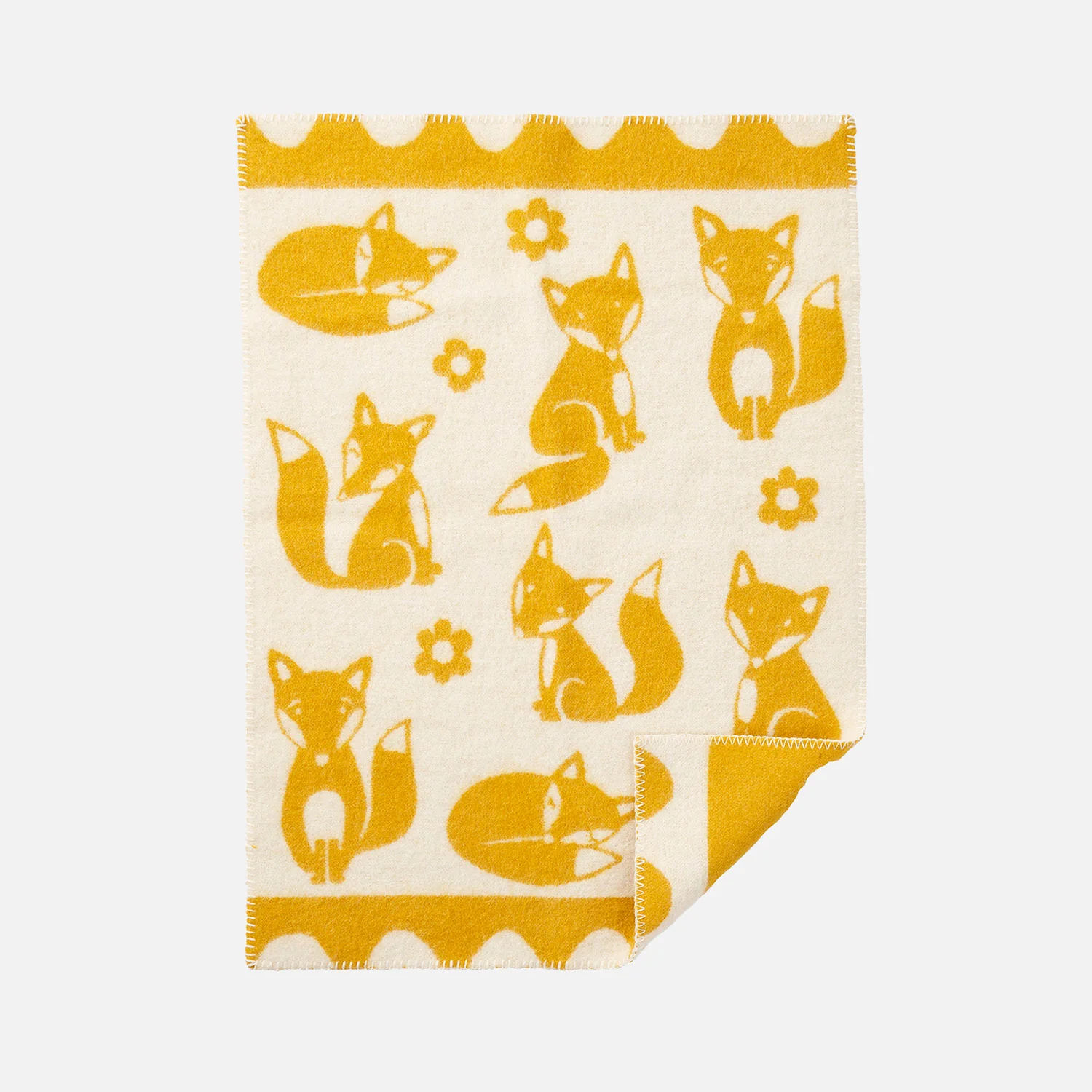 Lambswool Fox Baby Blanket/Swaddle - Saffron - Image 2