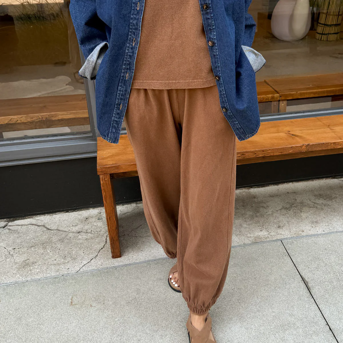 Women's Cotton Balloon Pants - Mud - Image 4